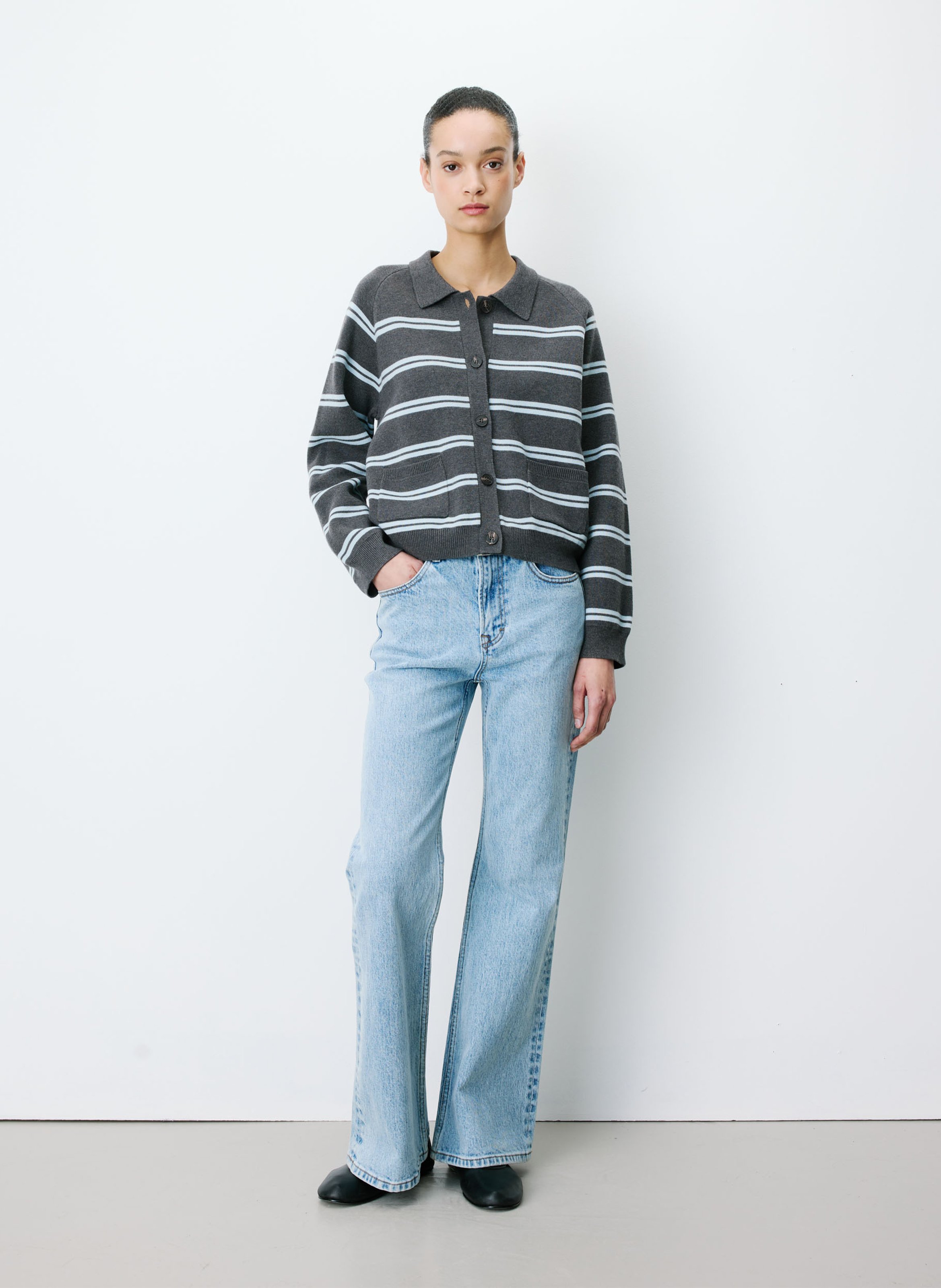 Oversized Striped Vest GRACE ET MILA Black