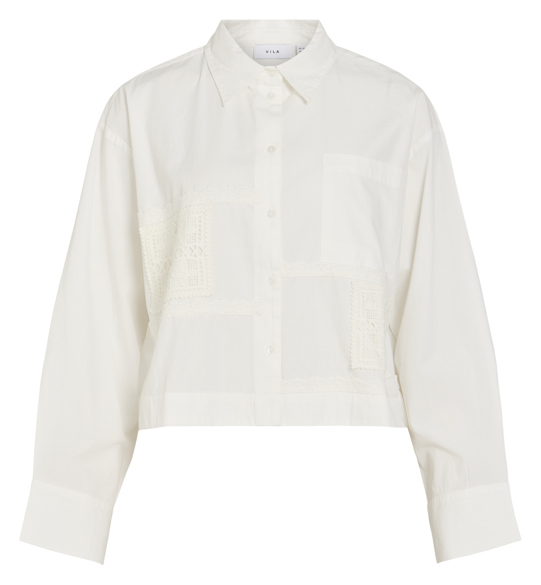 Straight shirt with embroideries VILA Beige