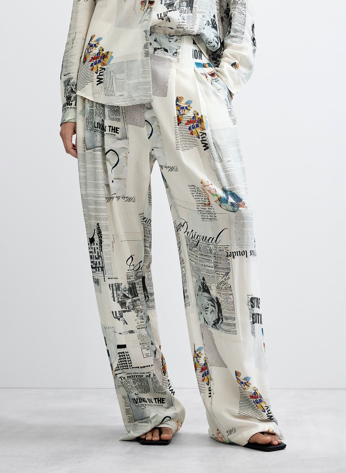 Pantalon large imprimé DESIGUAL Blanc