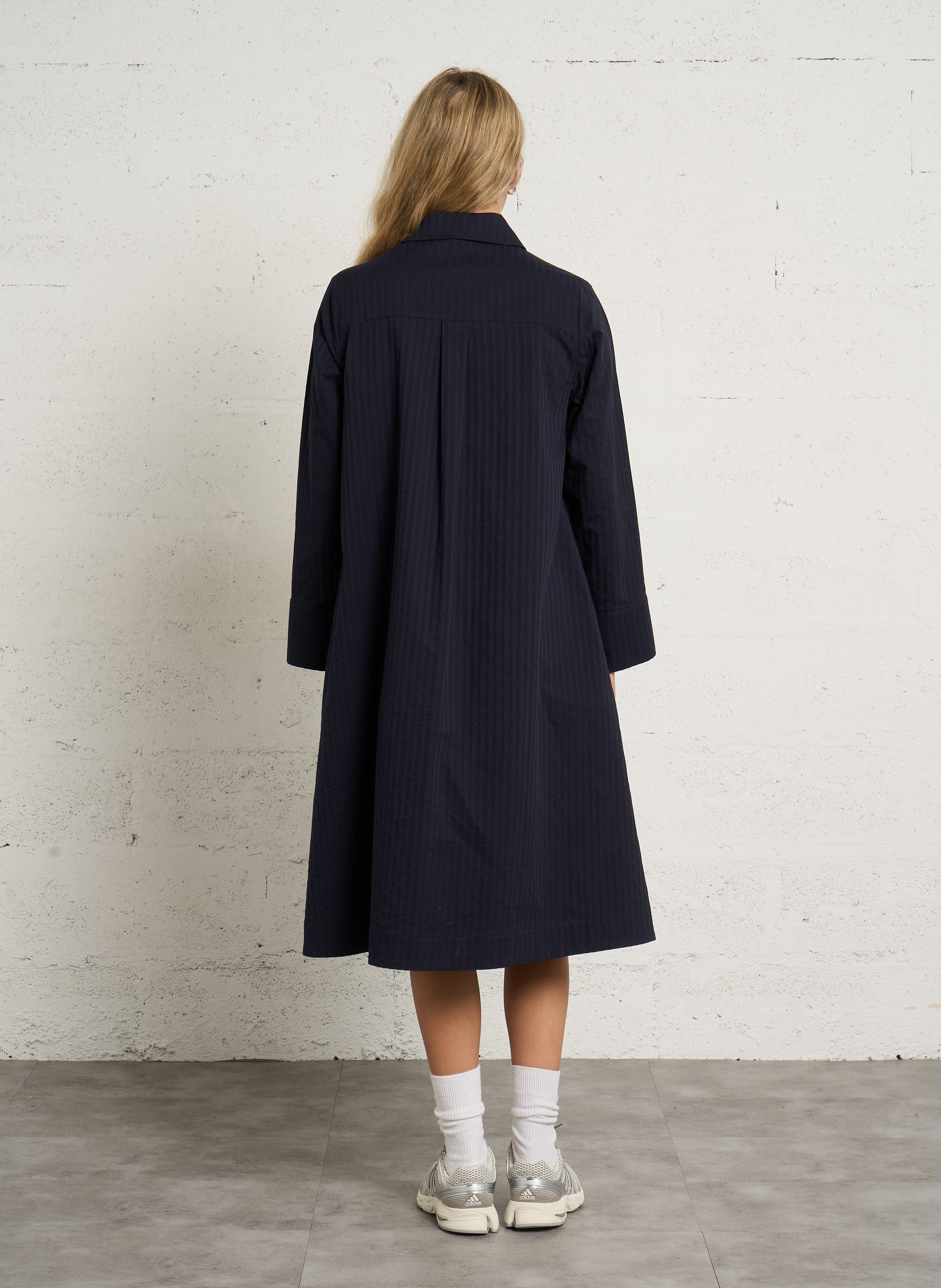 Robe midi évasée rayée en coton RUE DE TOKYO Bleu