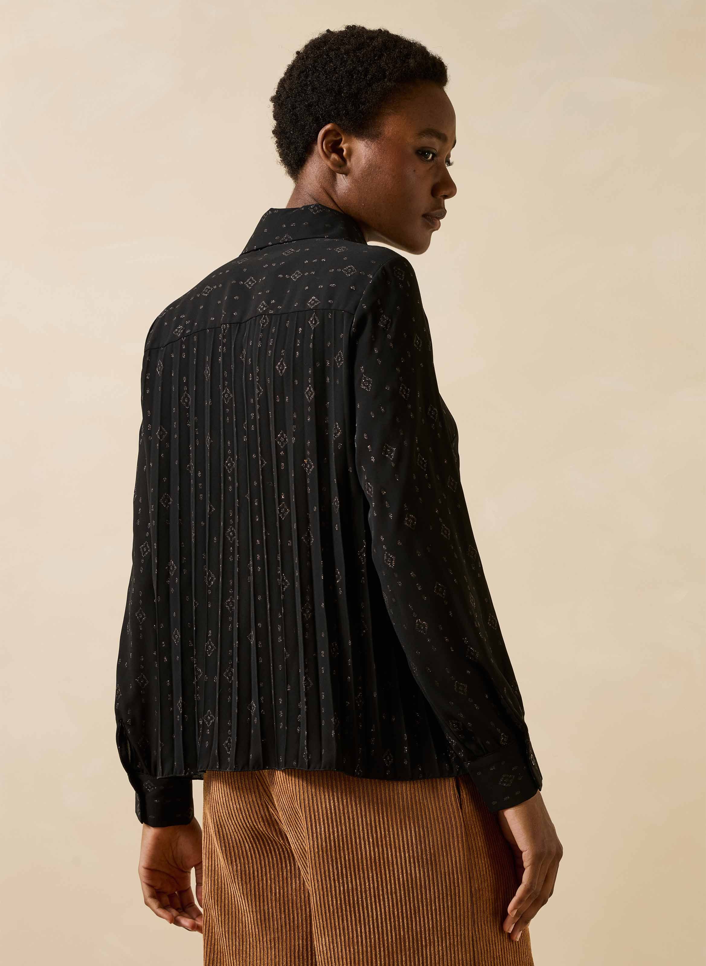 Chemise ample plissée LA FEE MARABOUTEE Noir