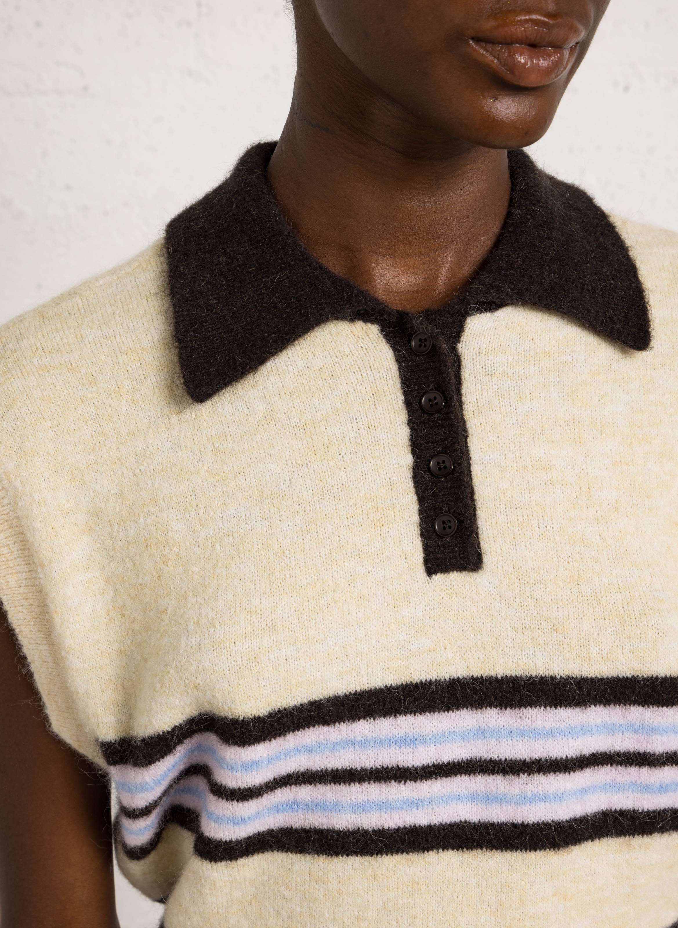 Pull droit sans manches à rayures DES PETITS HAUTS Multicolore
