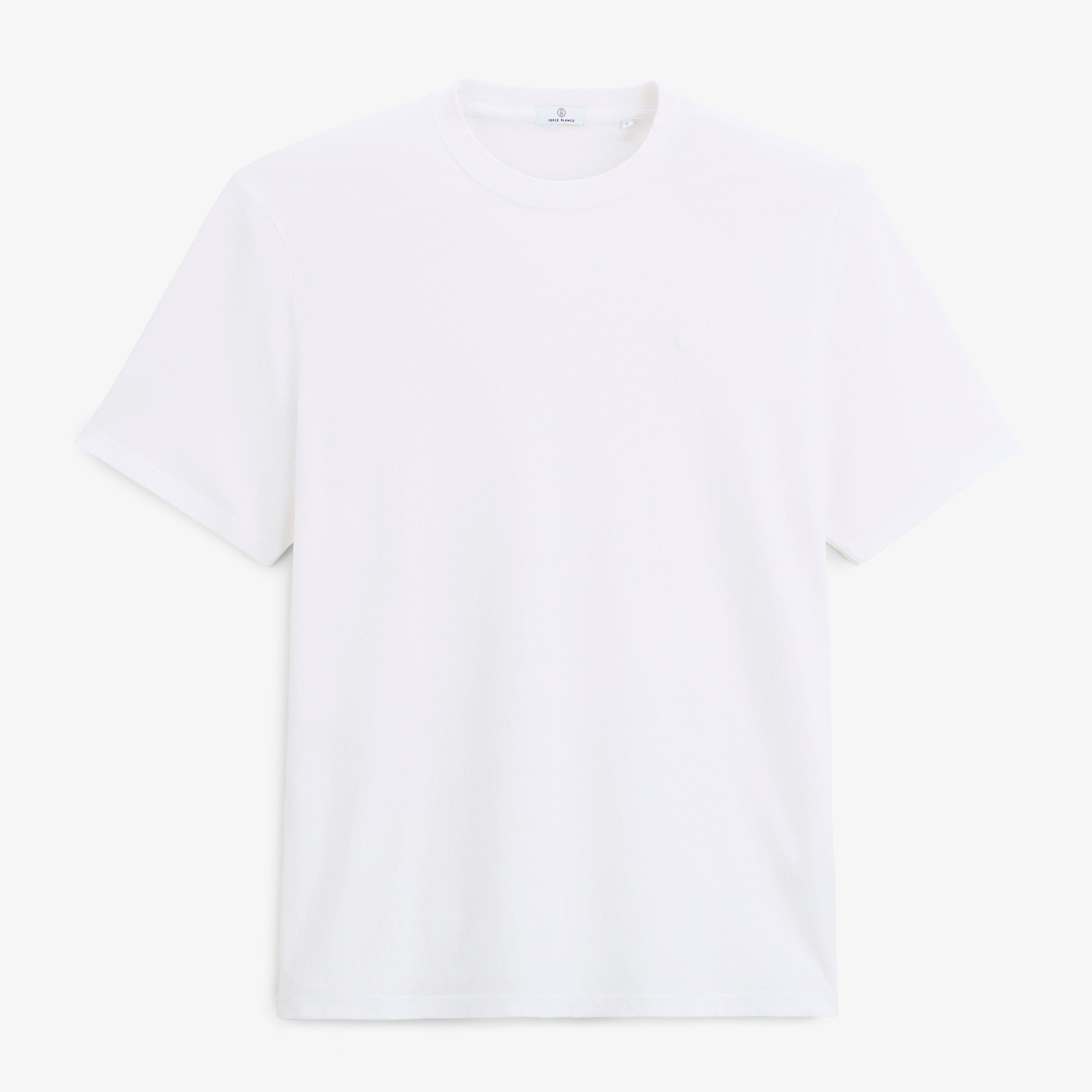 Short-sleeved white linen blend T-shirt SERGE BLANCO White