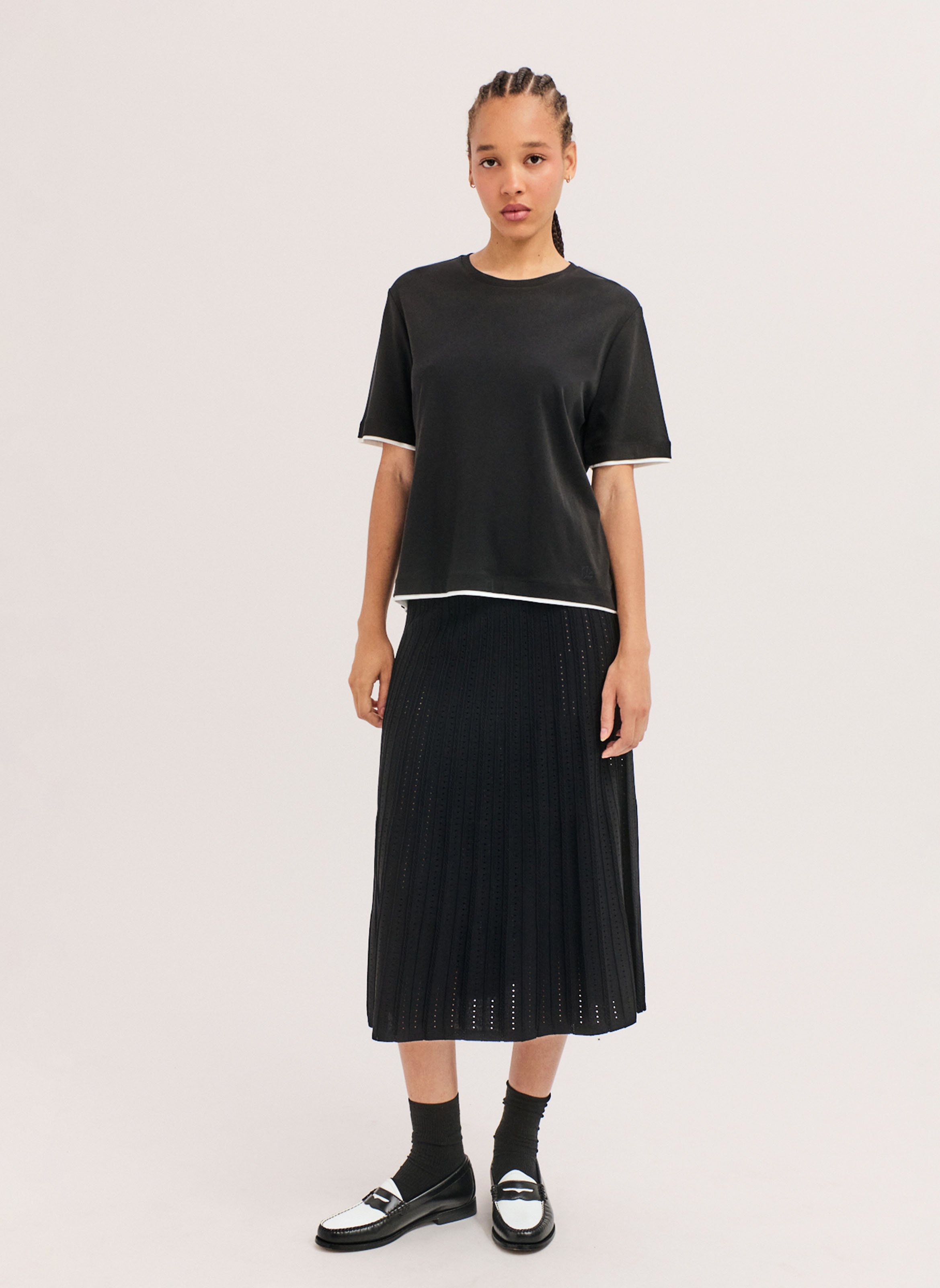 Oversize Rundhalsausschnitt T-Shirt aus Baumwolle PABLO Schwarz