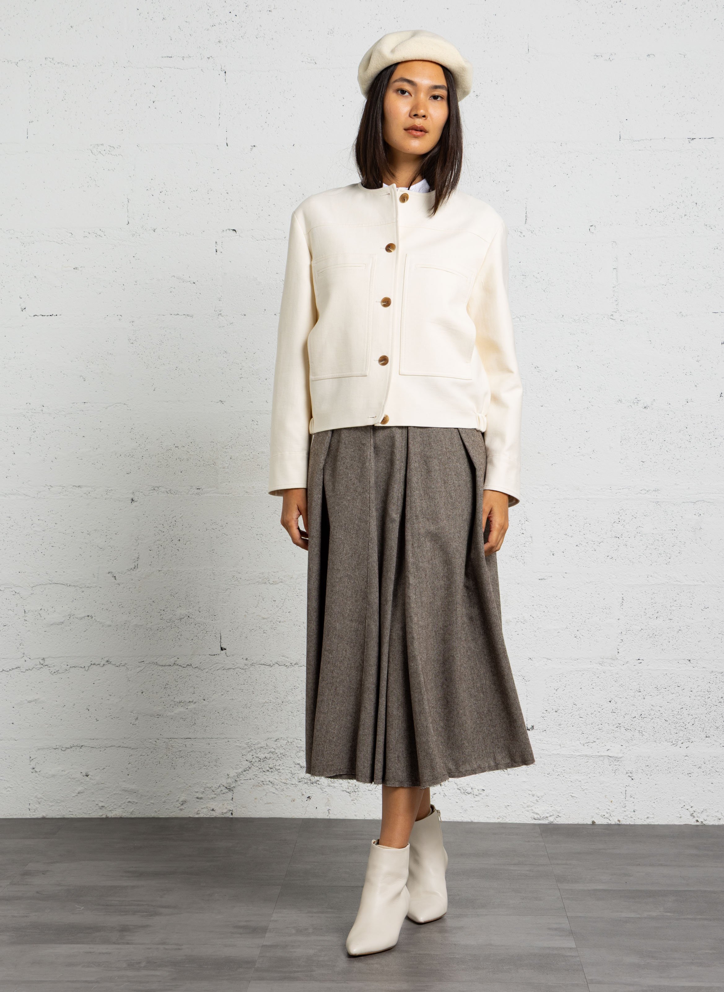 Veste droite en coton mélangé MAISON 123 Beige