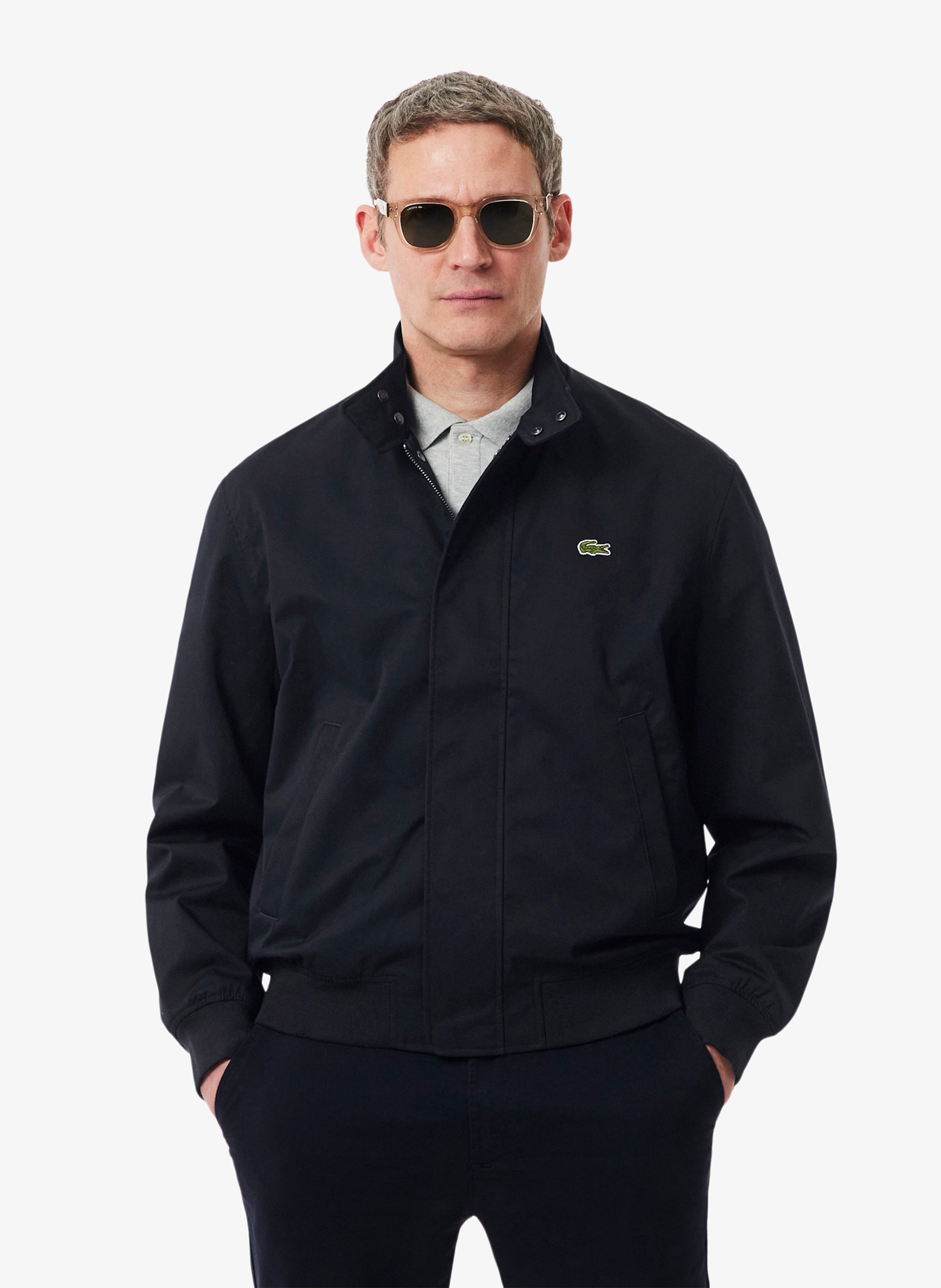 Straight Fit Water-Repellent High Collar Jacket LACOSTE Blue
