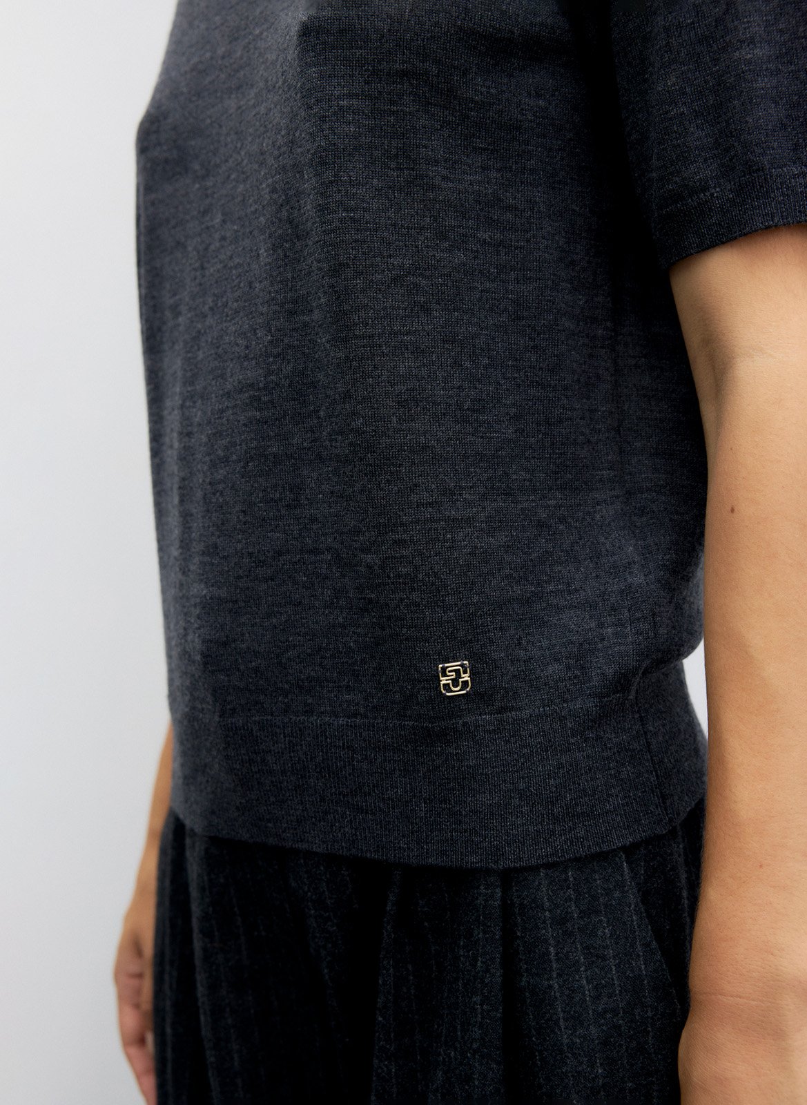 Pull manches courtes en lain GERARD DAREL Gris