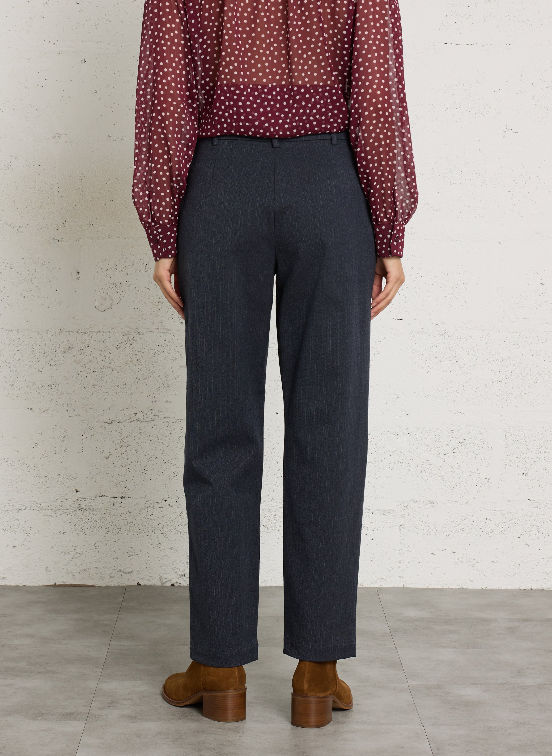Wide-leg trousers in mixed cotton NICE THINGS Blue