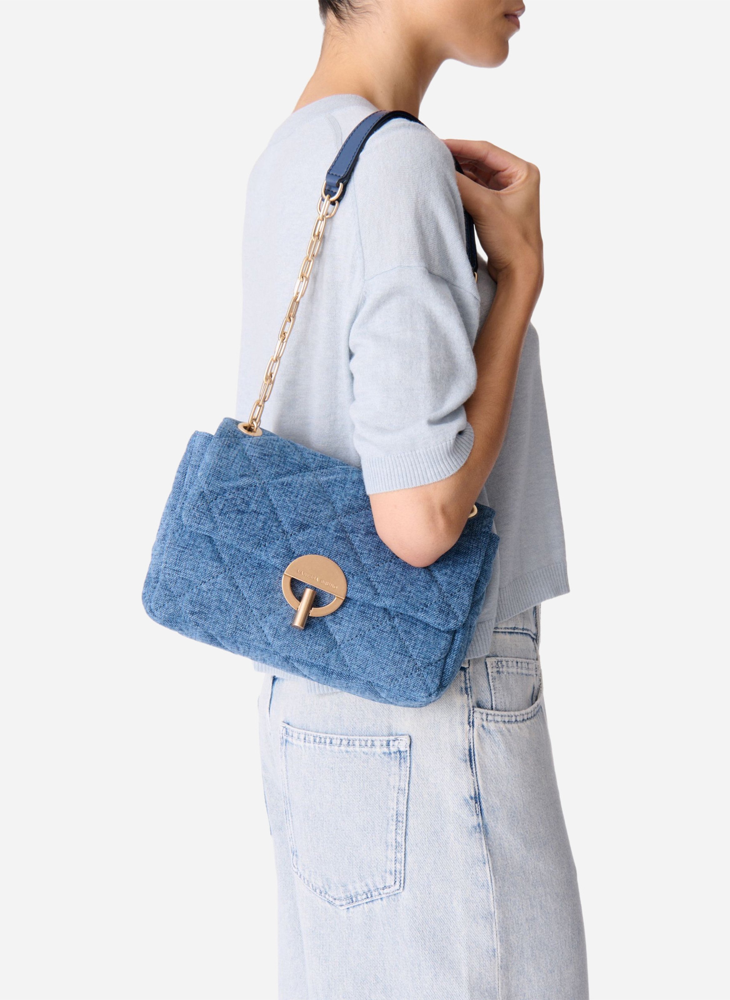 Linen crossbody bag VANESSA BRUNO Blue