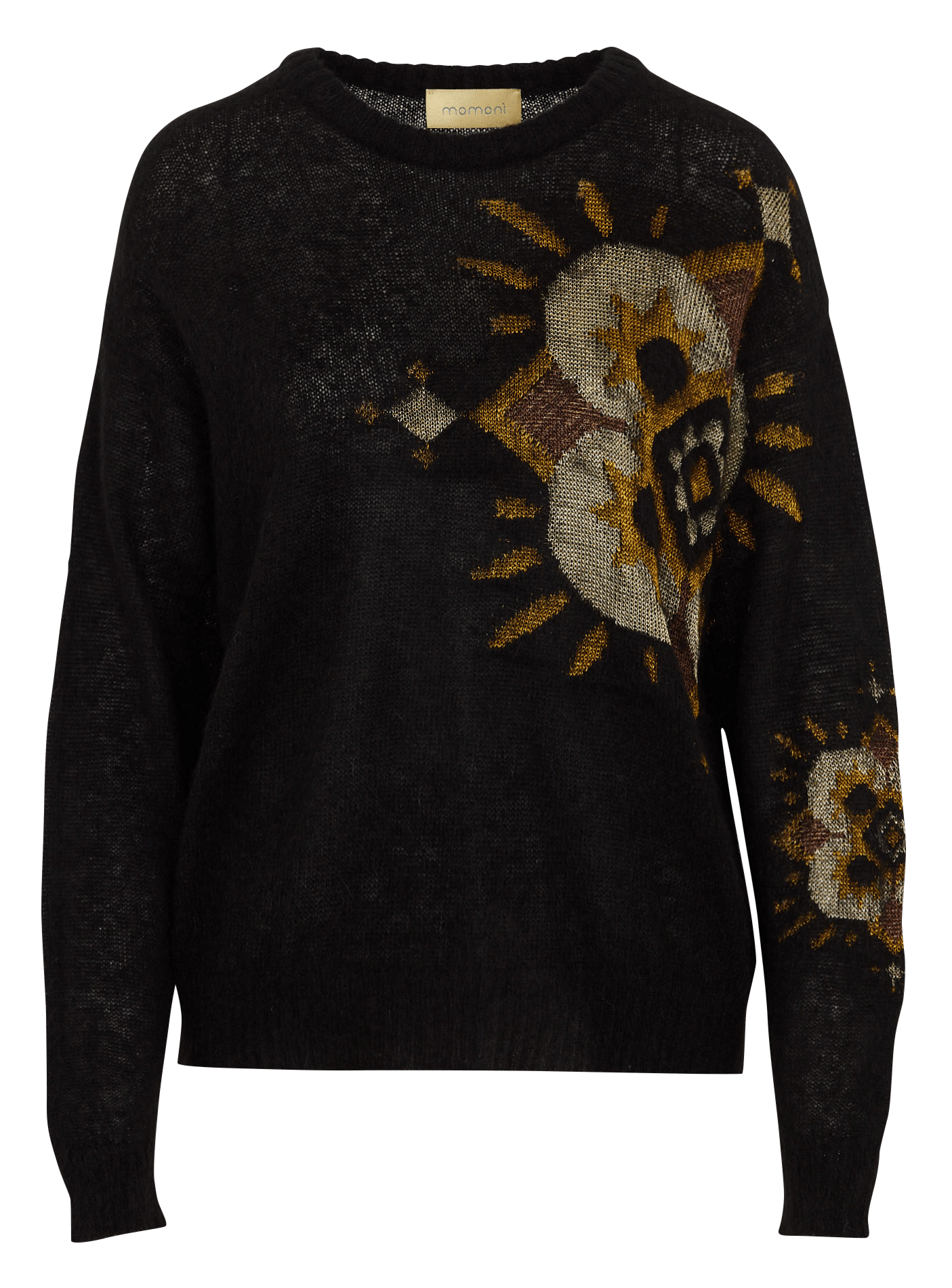 Straight fit round neck sweater with pattern MOMONI Brown