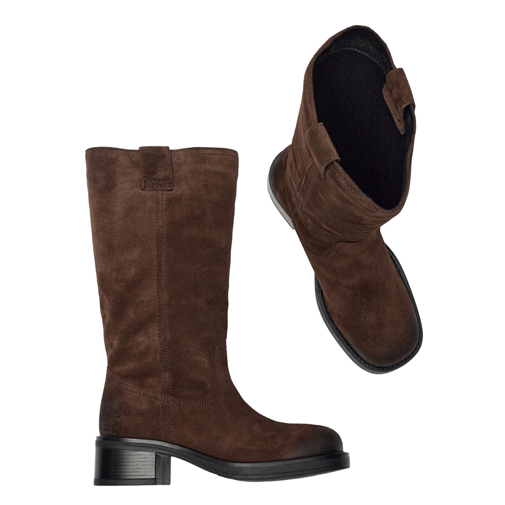 Bottes plates en cuir de vachette PAVEMENT Marron