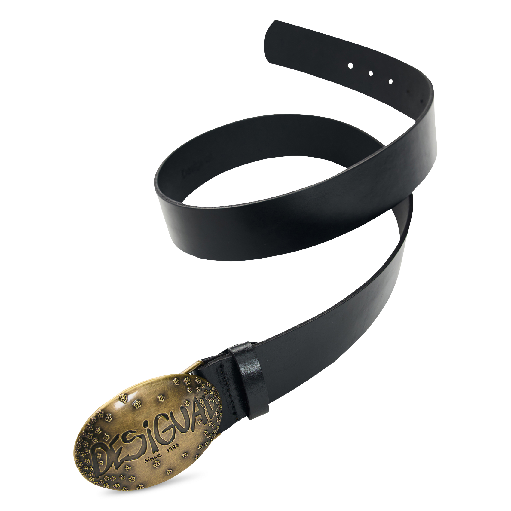Leather belt with engraved buckle DESIGUAL Black