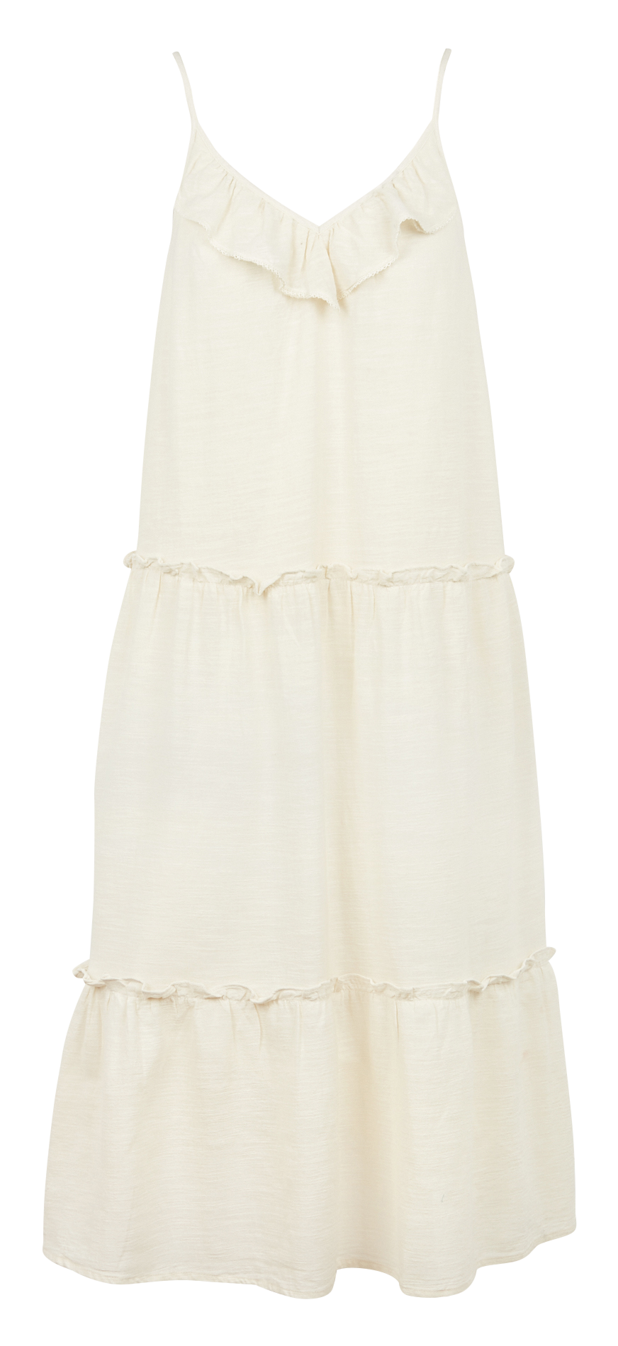 Robe mi-longue col V en coton  VILA Beige
