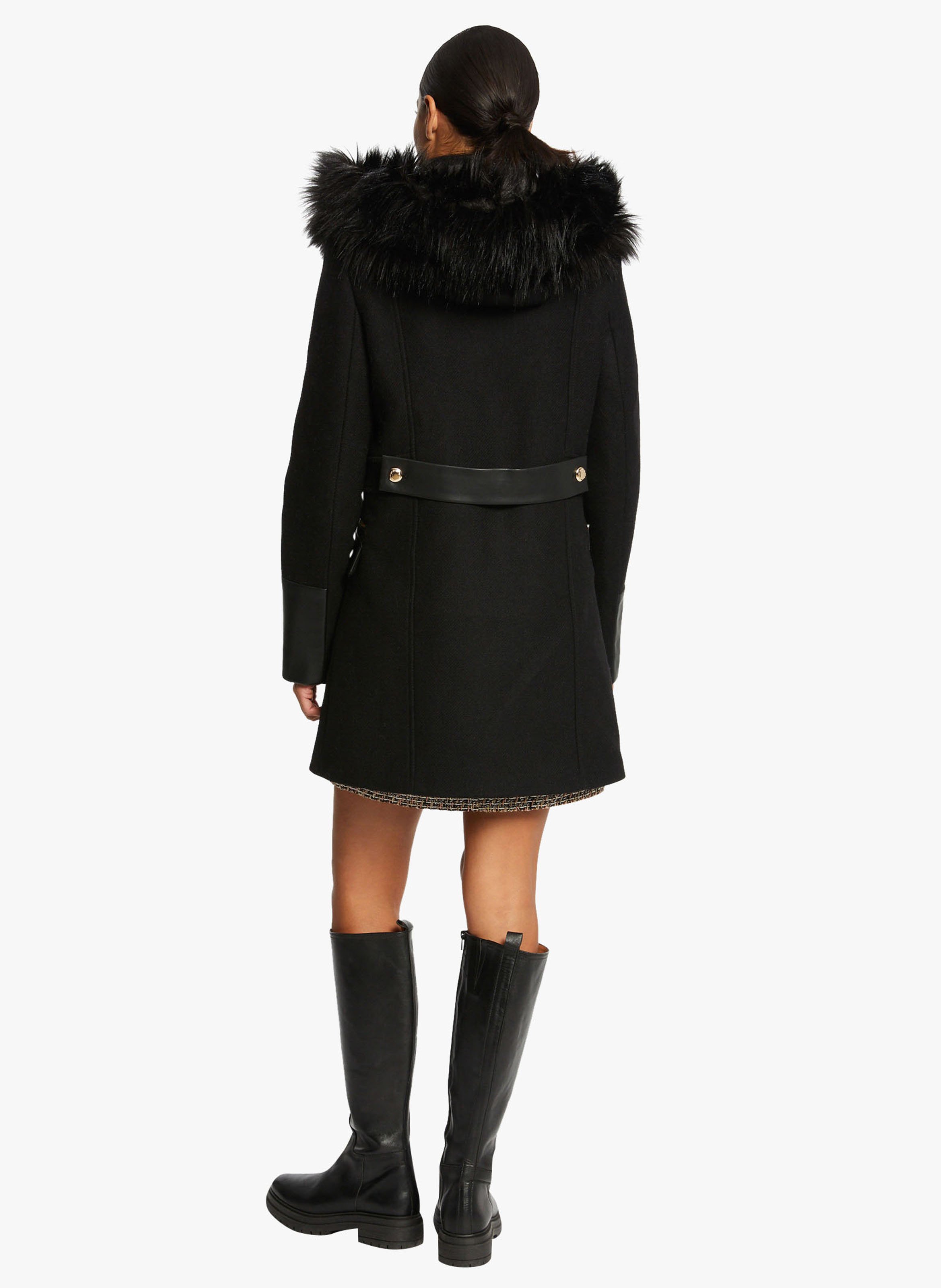 Rechte jas met rits en capuchon MORGAN Zwart