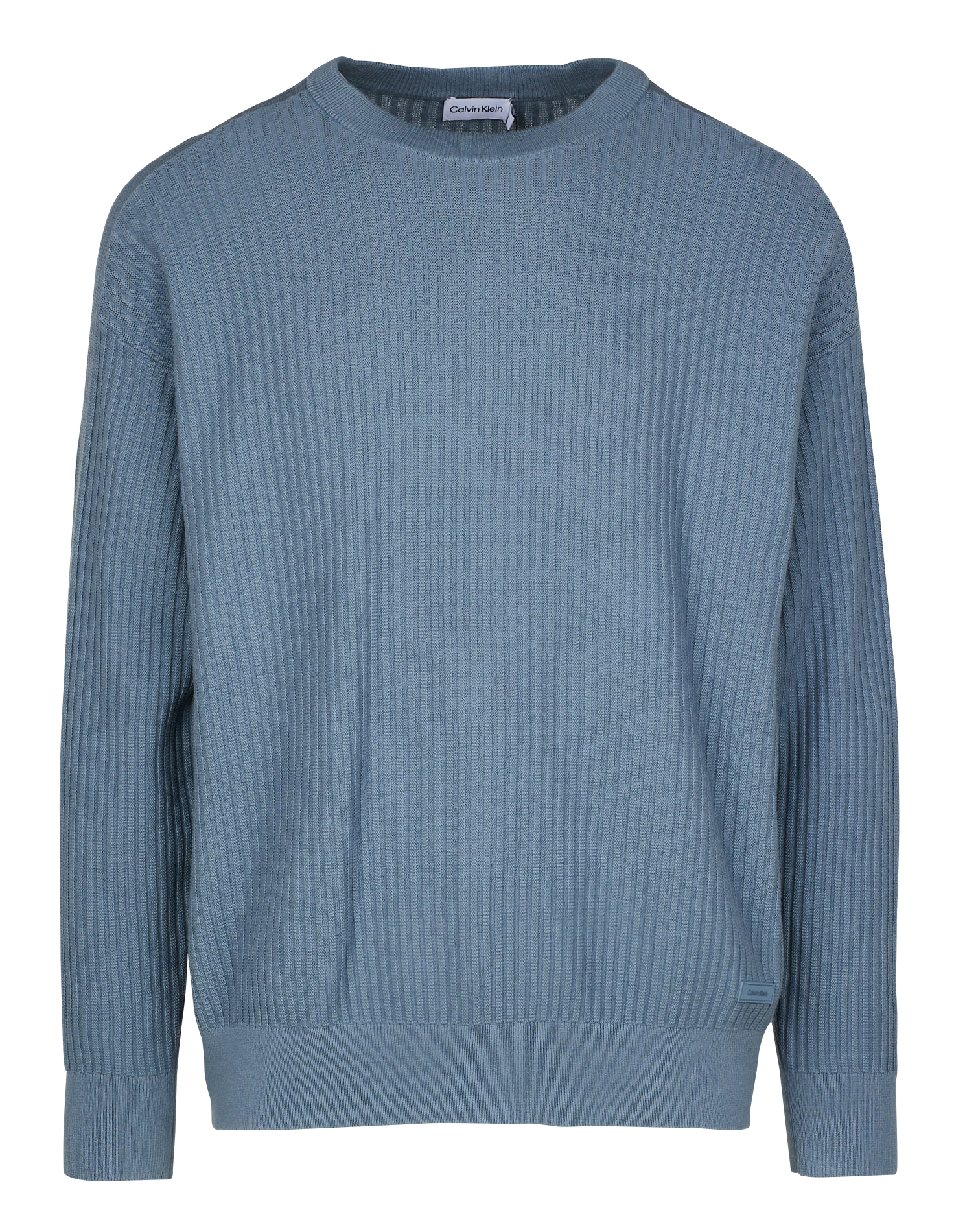 Pull col rond en coton bio  CALVIN KLEIN Gris