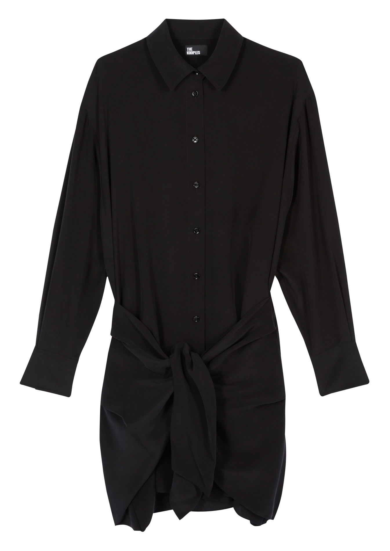 Short silk blend shirt dress with bow THE KOOPLES