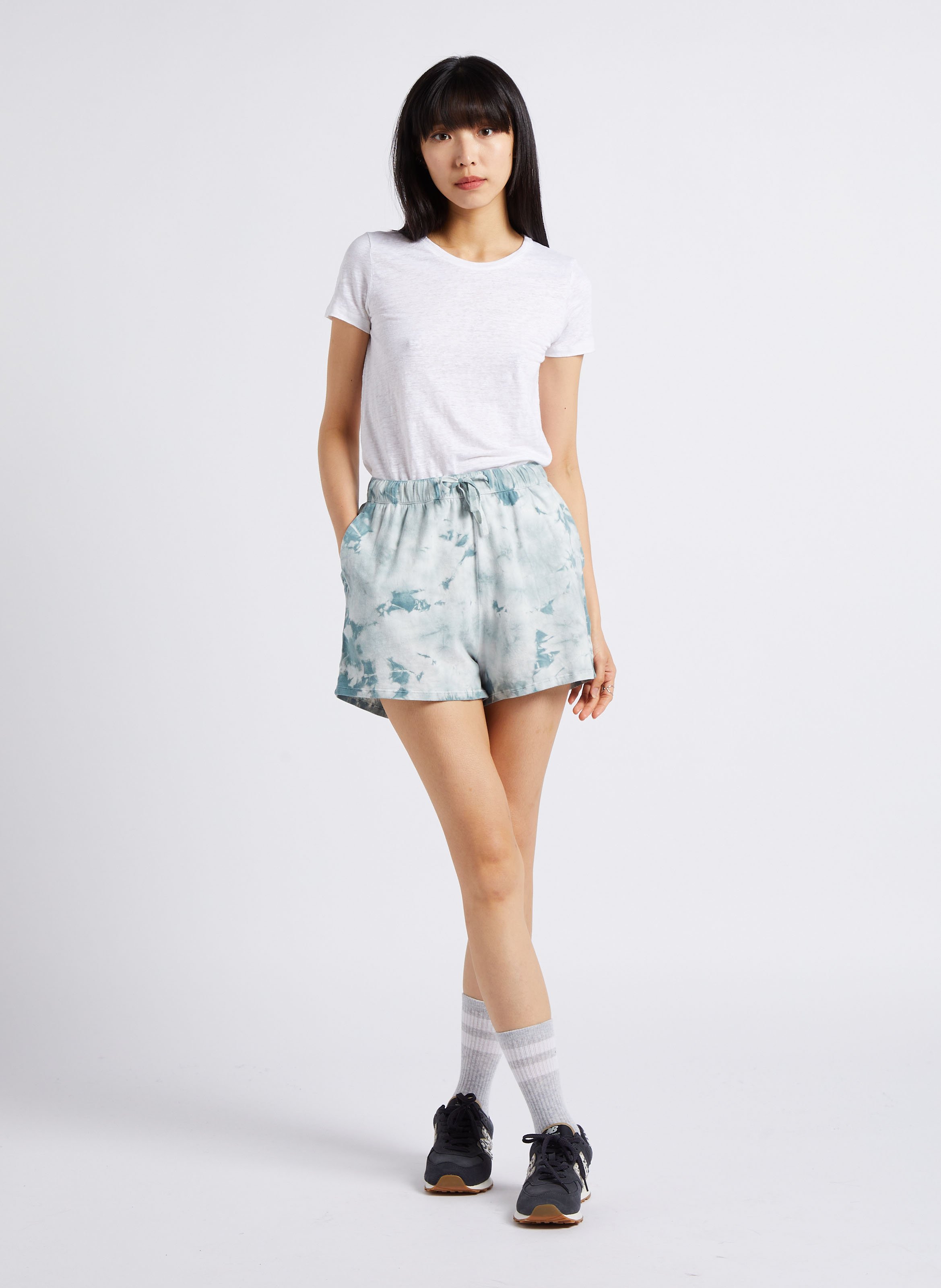 Short droit en coton bio mélangé MAJESTIC FILATURES Bleu