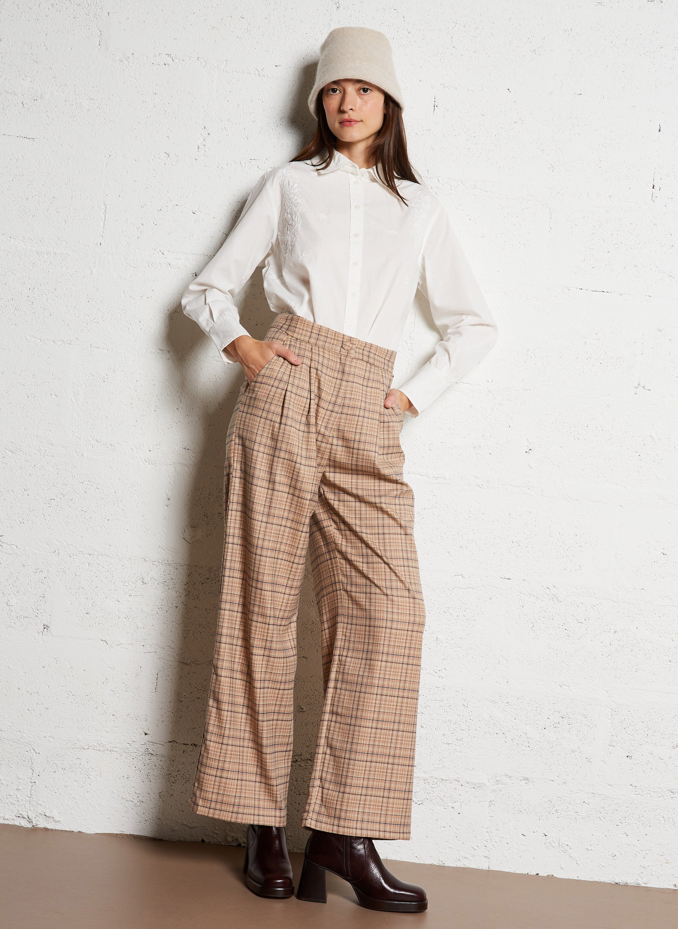 Wide-leg checked pants with high waist LA PETITE ETOILE Multicolored
