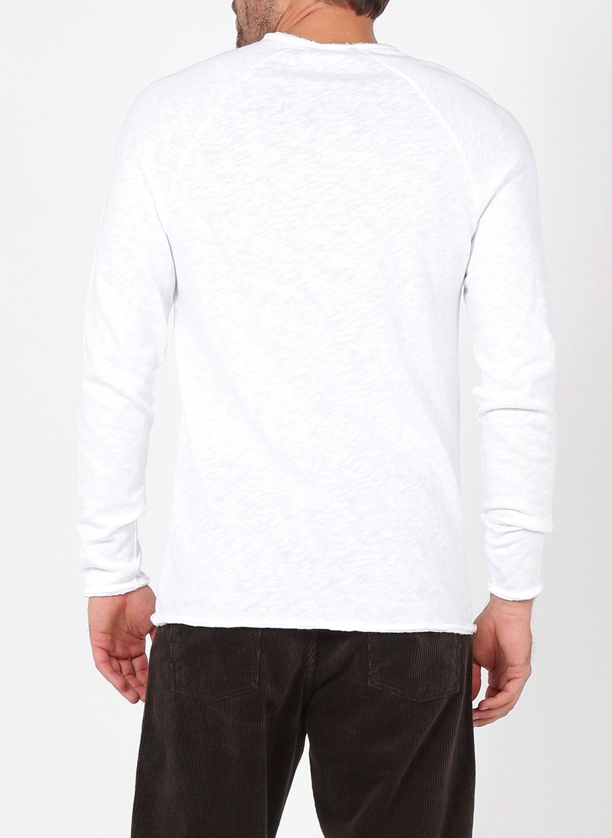 Tee-shirt col rond en coton flammé AMERICAN VINTAGE Blanc