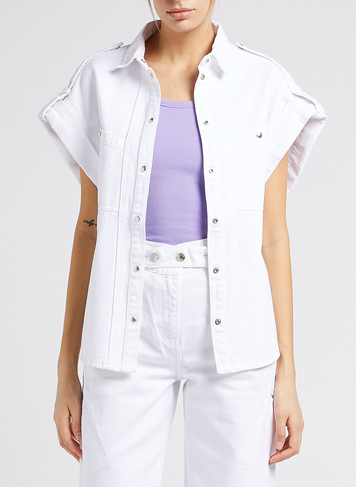 INSCRIRE - Nomat／SHORT BLOUSON(WHITE) Cropped Denim jacket in a boxy fit - white | Comma