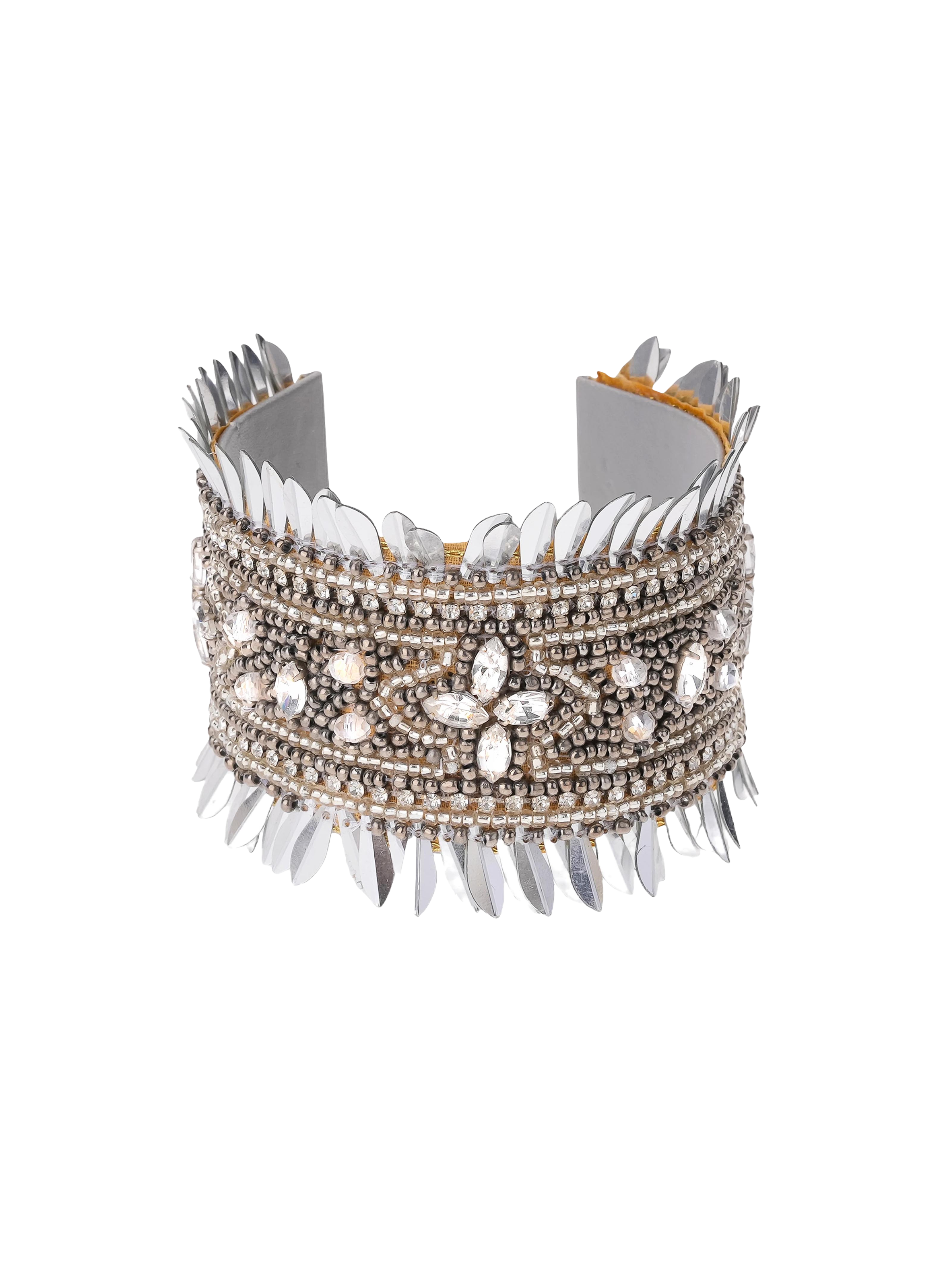 Adjustable beaded cuff HIPANEMA Silver