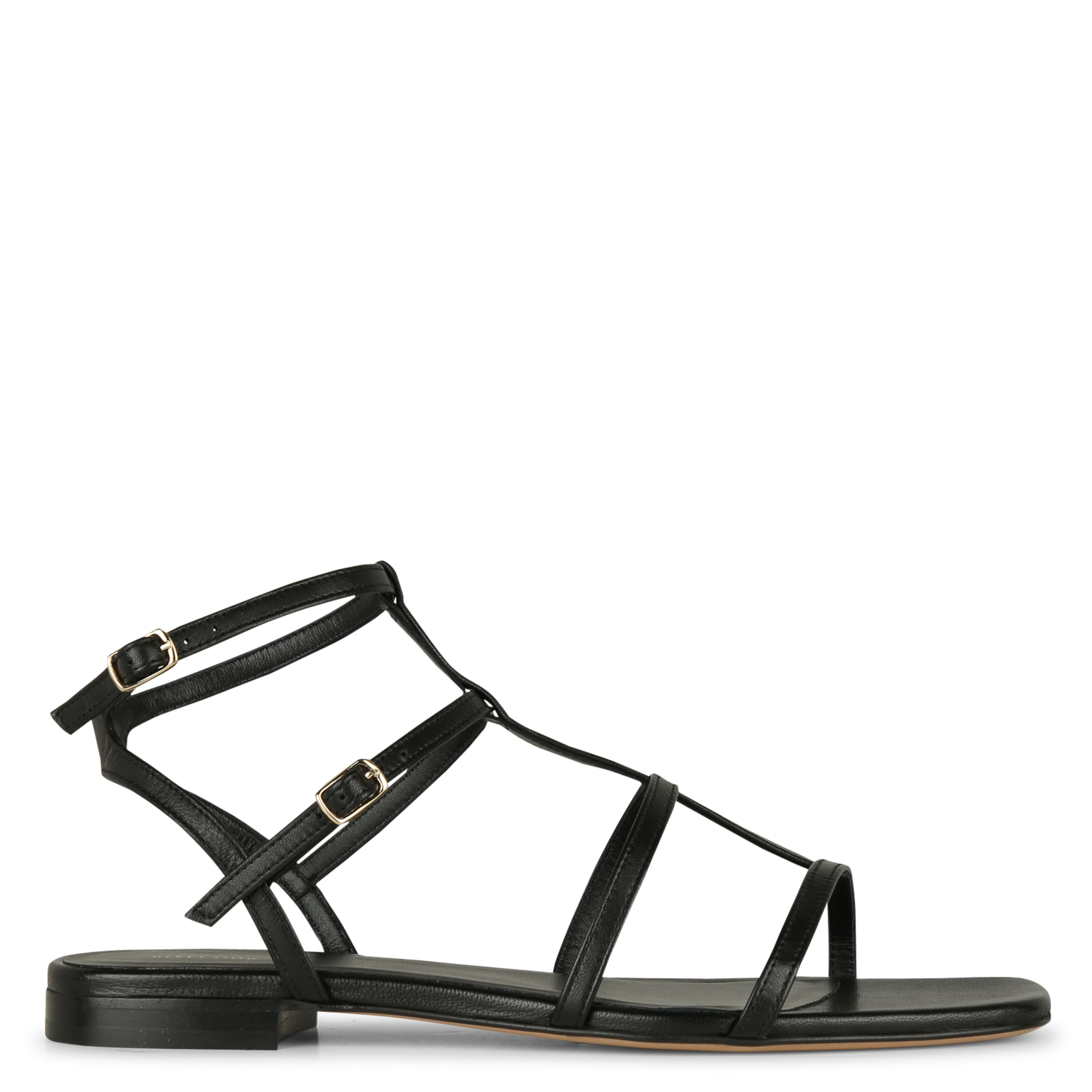 Sandales plates en cuir RIVECOUR Noir