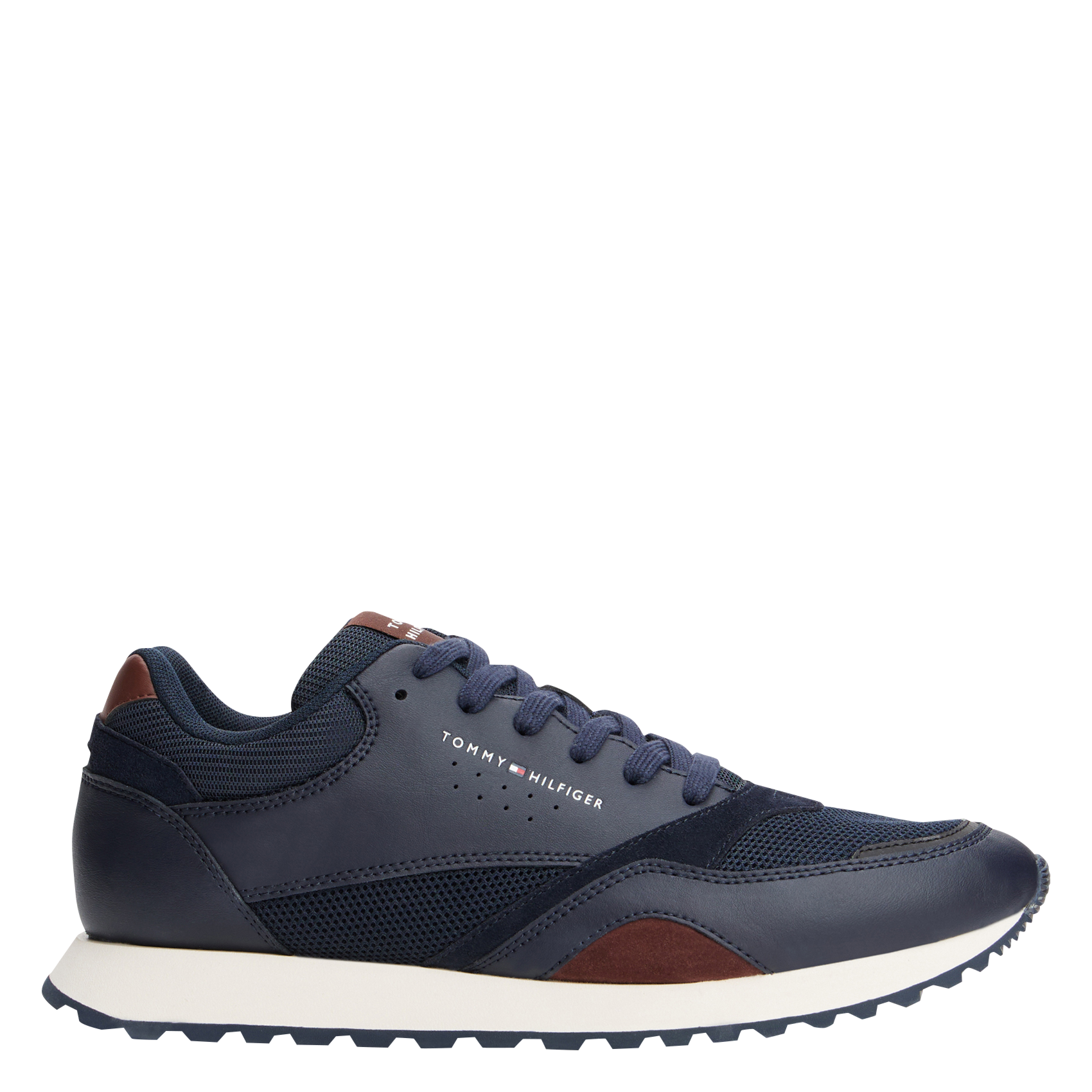 Low-top leather mix sneakers TOMMY HILFIGER Blue