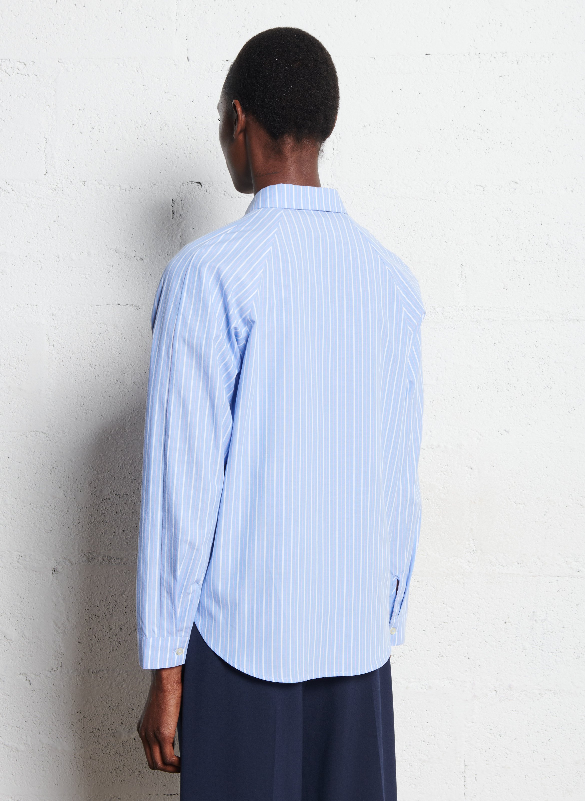 Chemise col classique manches contrastantes en coton I CODE Blue