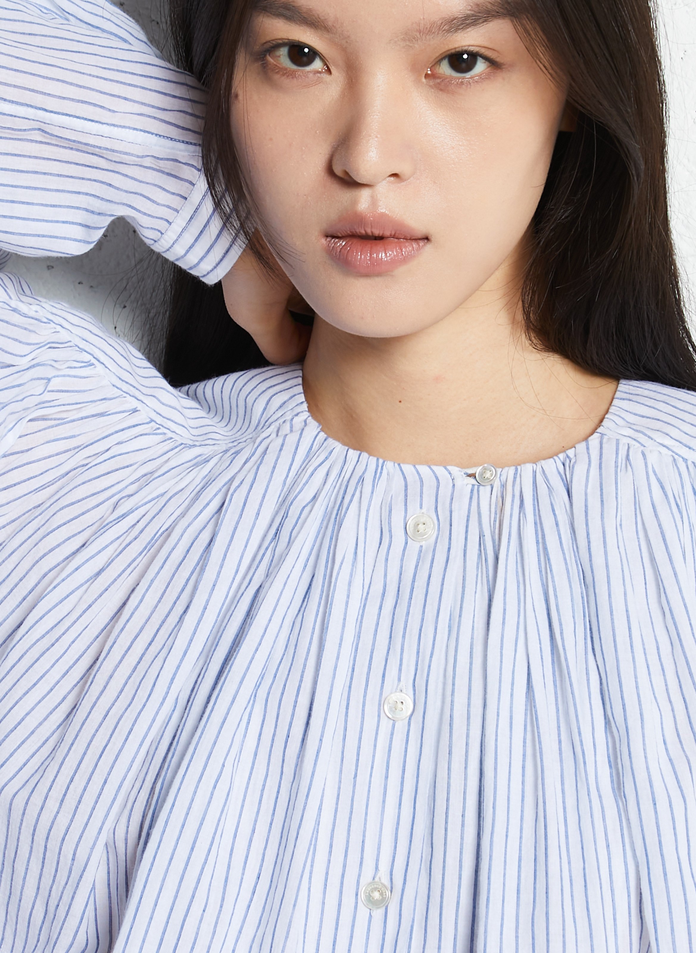 Kurzes Baumwollkleid mit Rundhalsausschnitt LAURENCE BRAS Blau