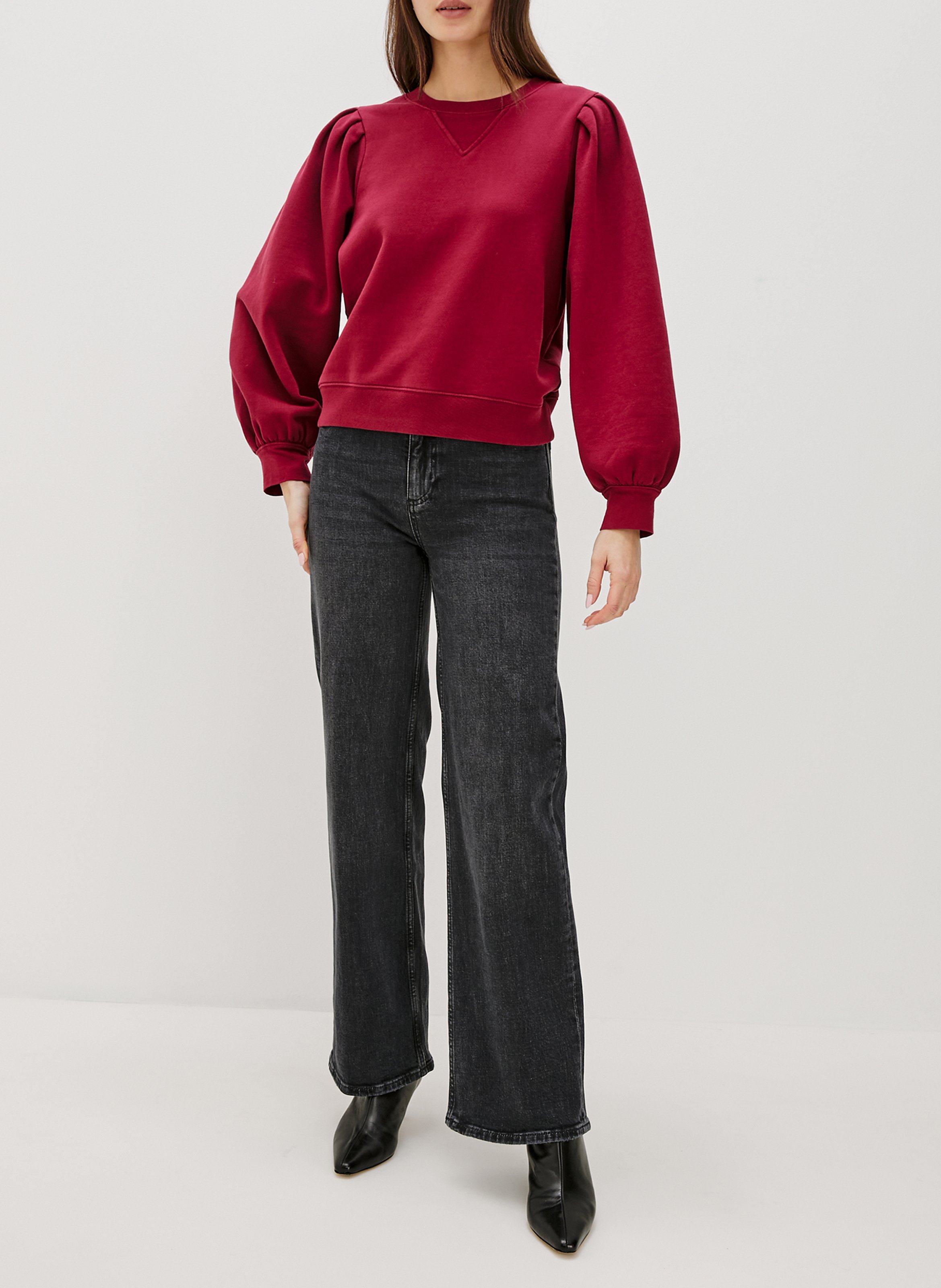 Sweat uni à manches bouffantes RAILS Rouge