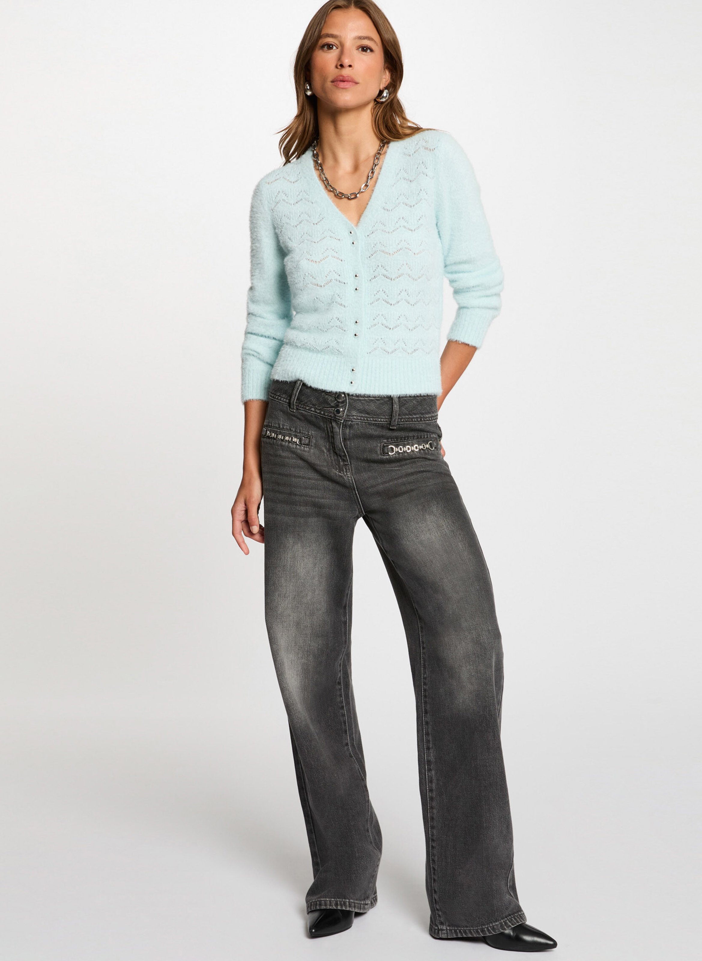 Strickjacke - Schalkragen MORGAN Blau