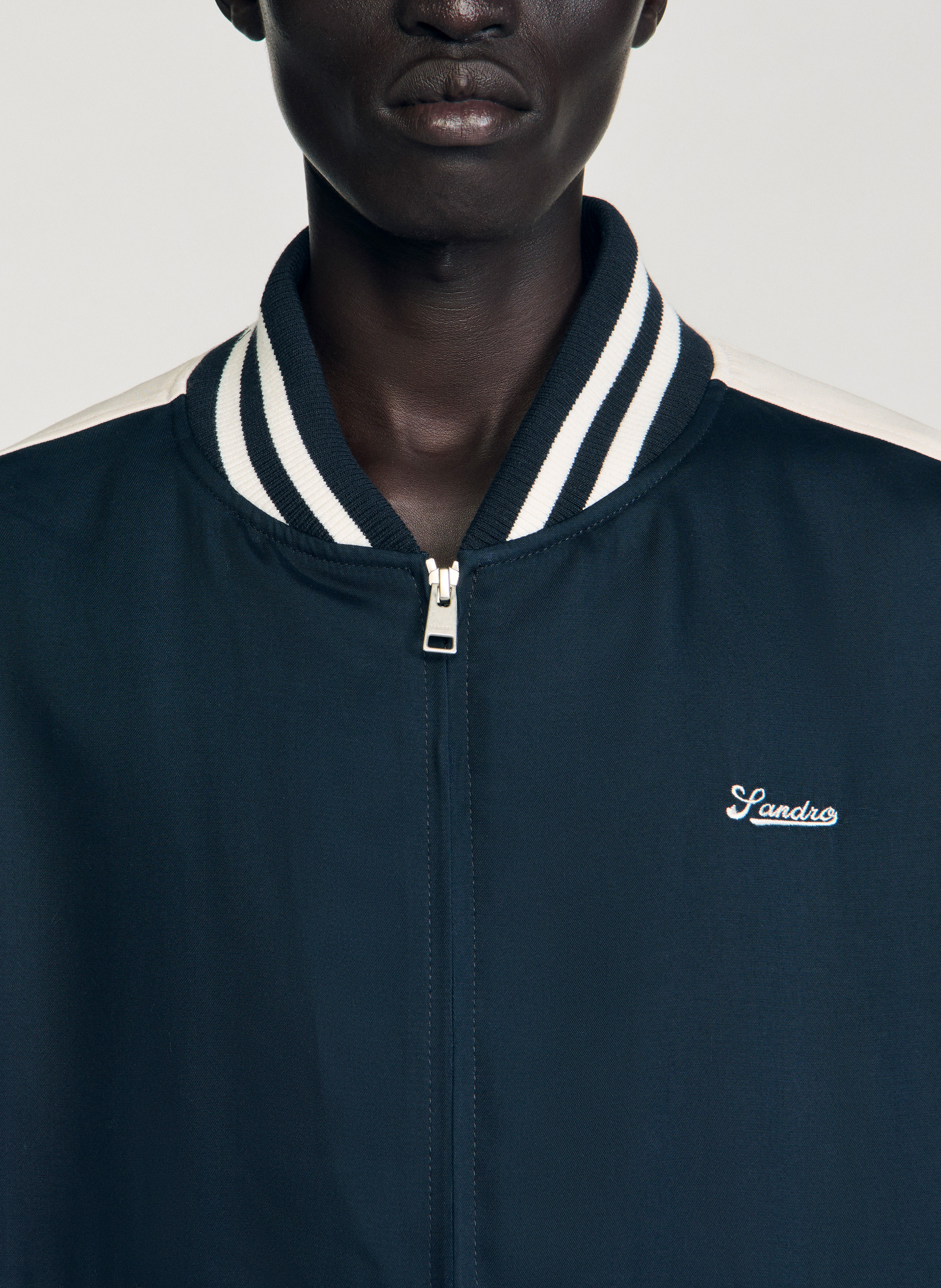 Recht jasje met baseballkraagje SANDRO Blauw