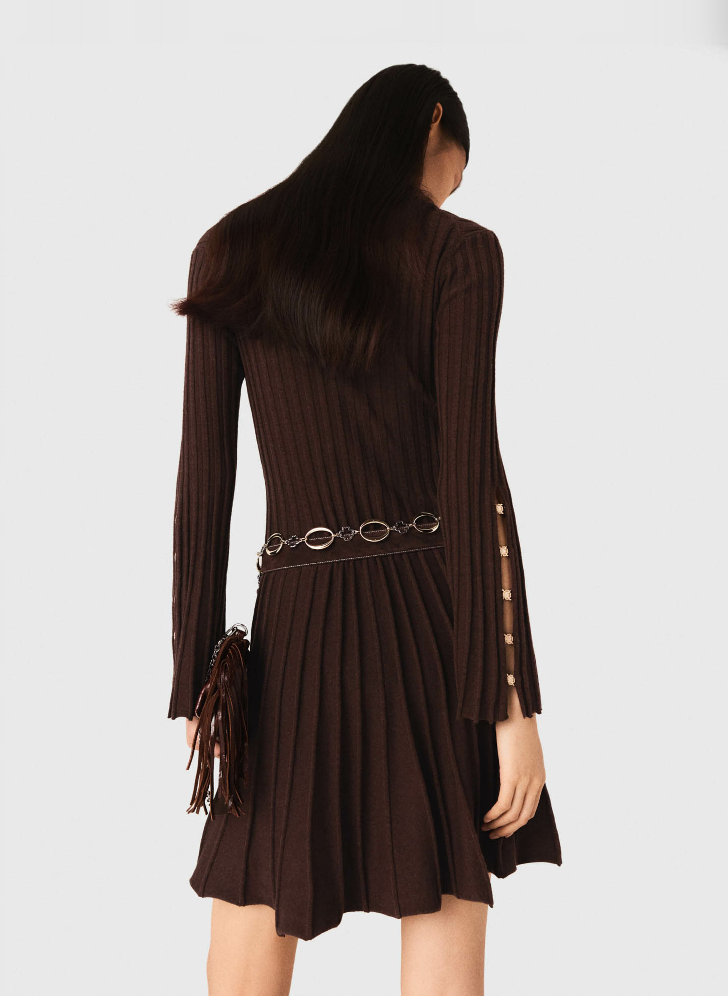 Robe courte col roulé  MAJE Marron