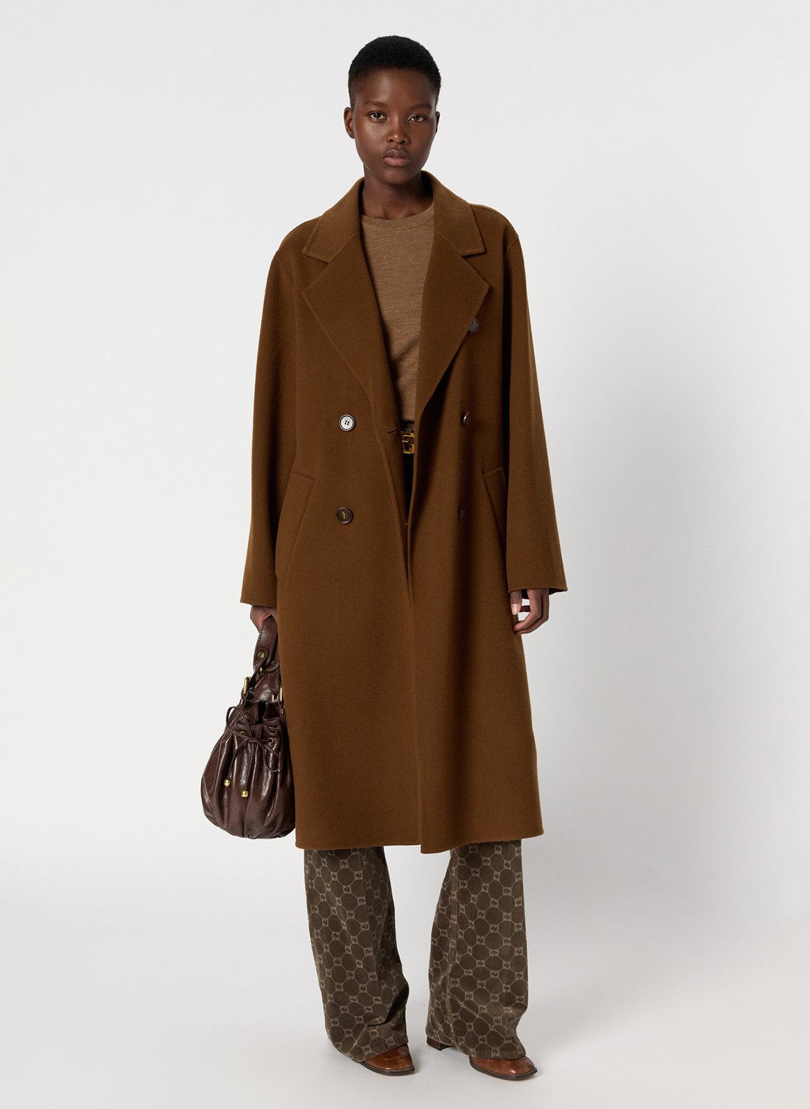 Langer Wollmantel mit Reverskragen GERARD DAREL Braun