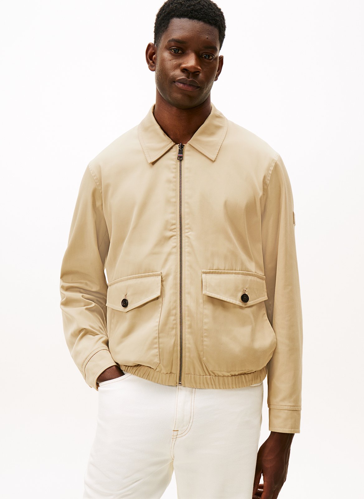 Veste droite col classique en coton TOMMY HILFIGER Beige