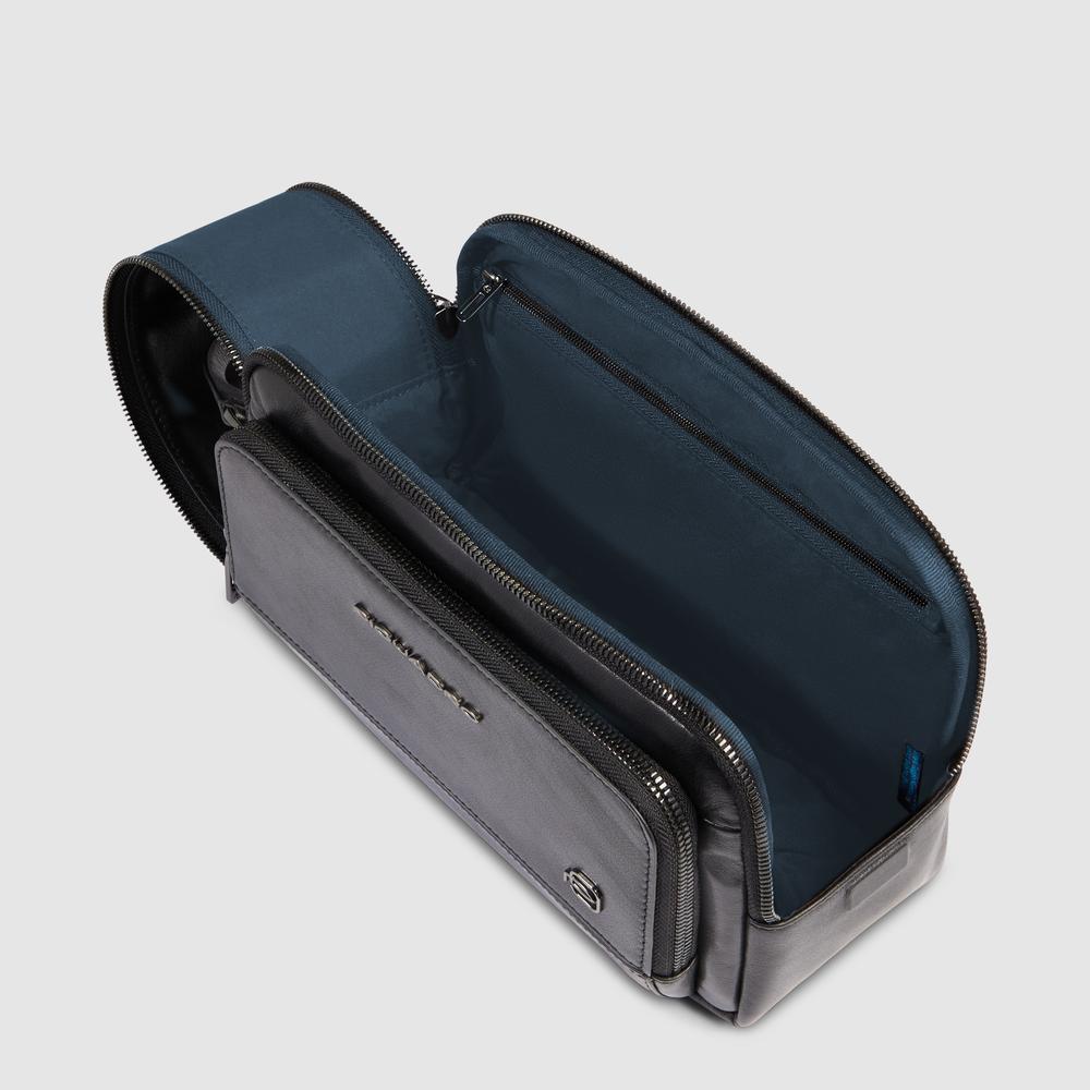 Leather toiletry bag PIQUADRO Black