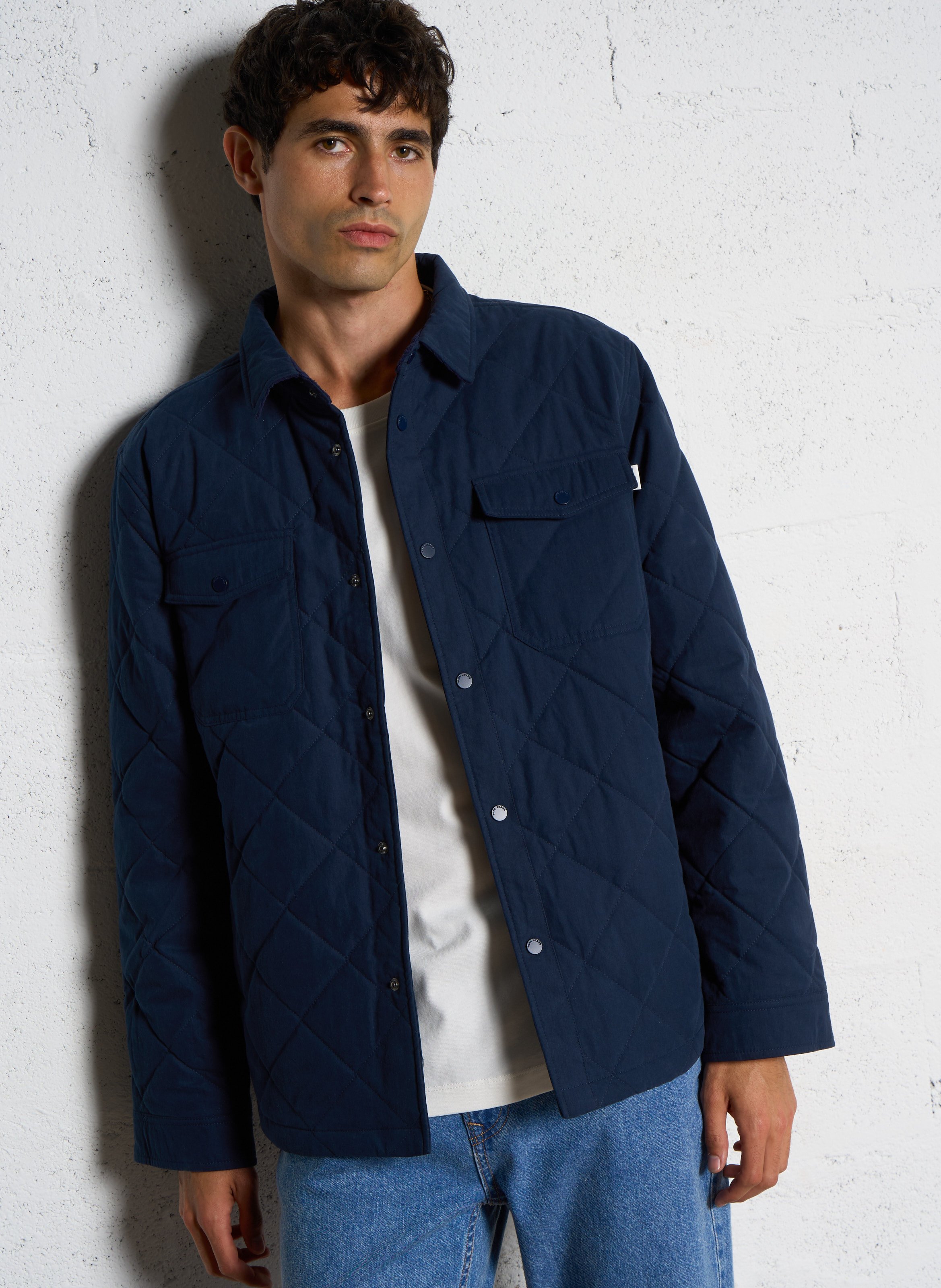 Quilted solid straight jacket PEPE JEANS Blue