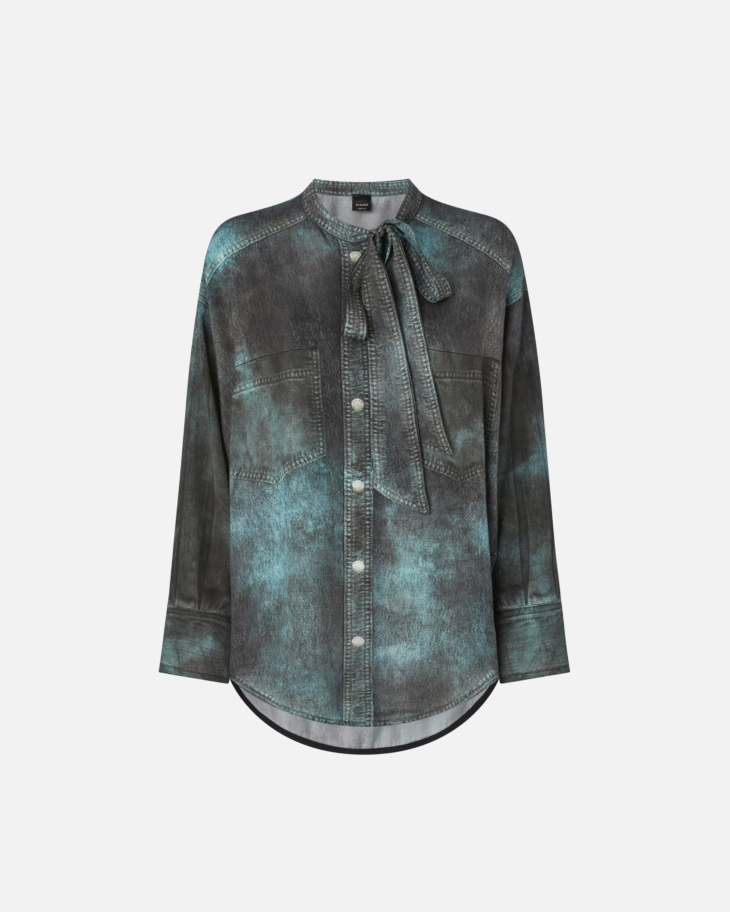 Denim effect printed blouse PINKO Grey