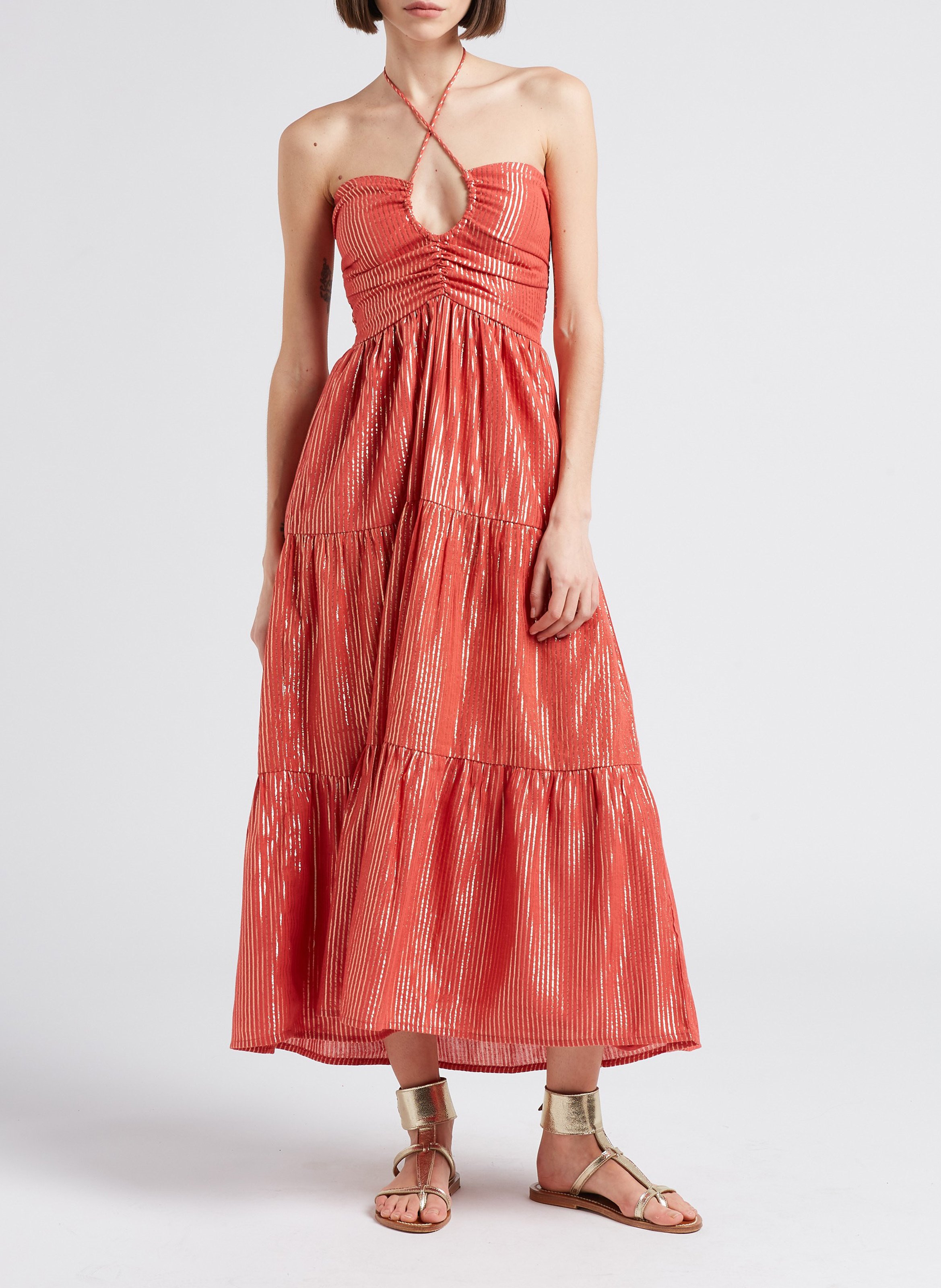 Robe longue en coton mélangé SUNDRESS Rose