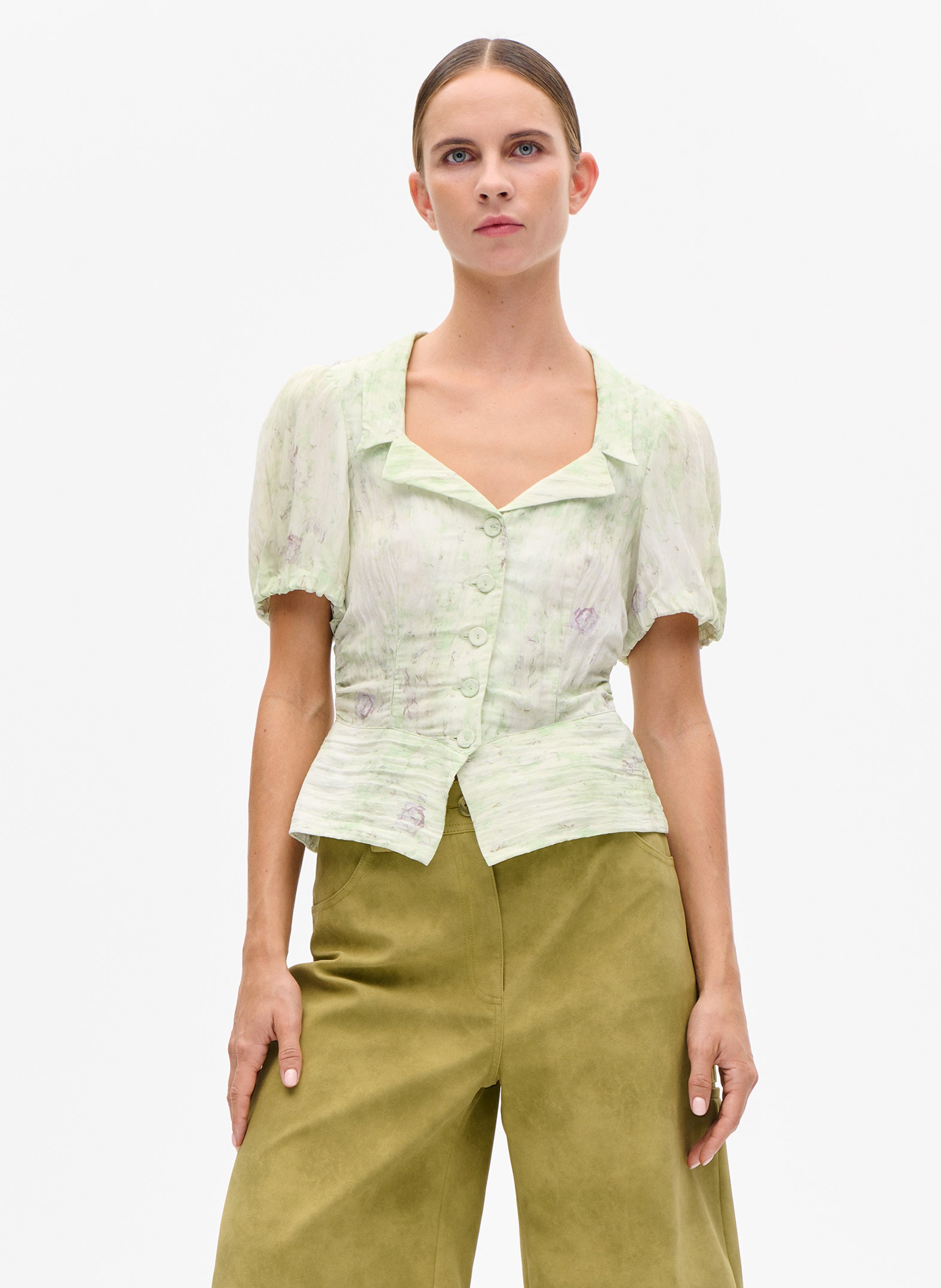 Fitted printed blouse BAUM UND PFERDGARTEN Green