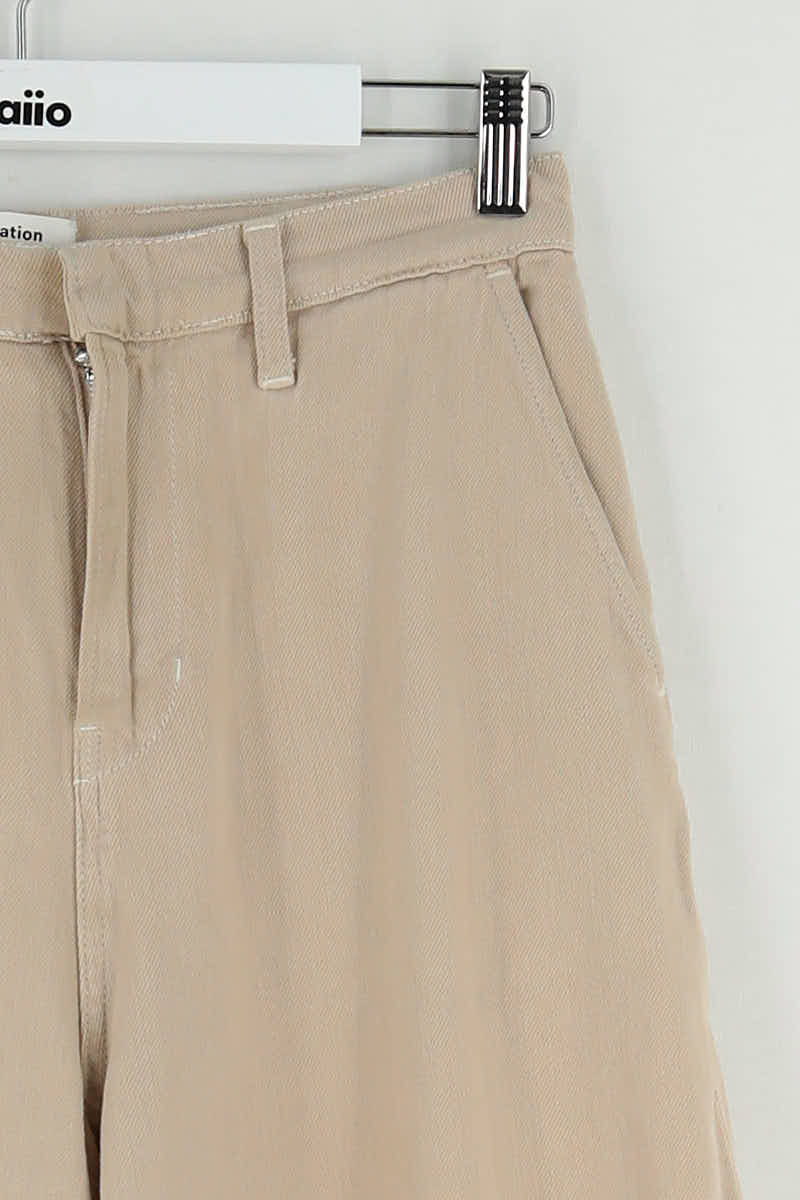 Straight cotton-blend pants REFORMATION - Seconde Main Beige