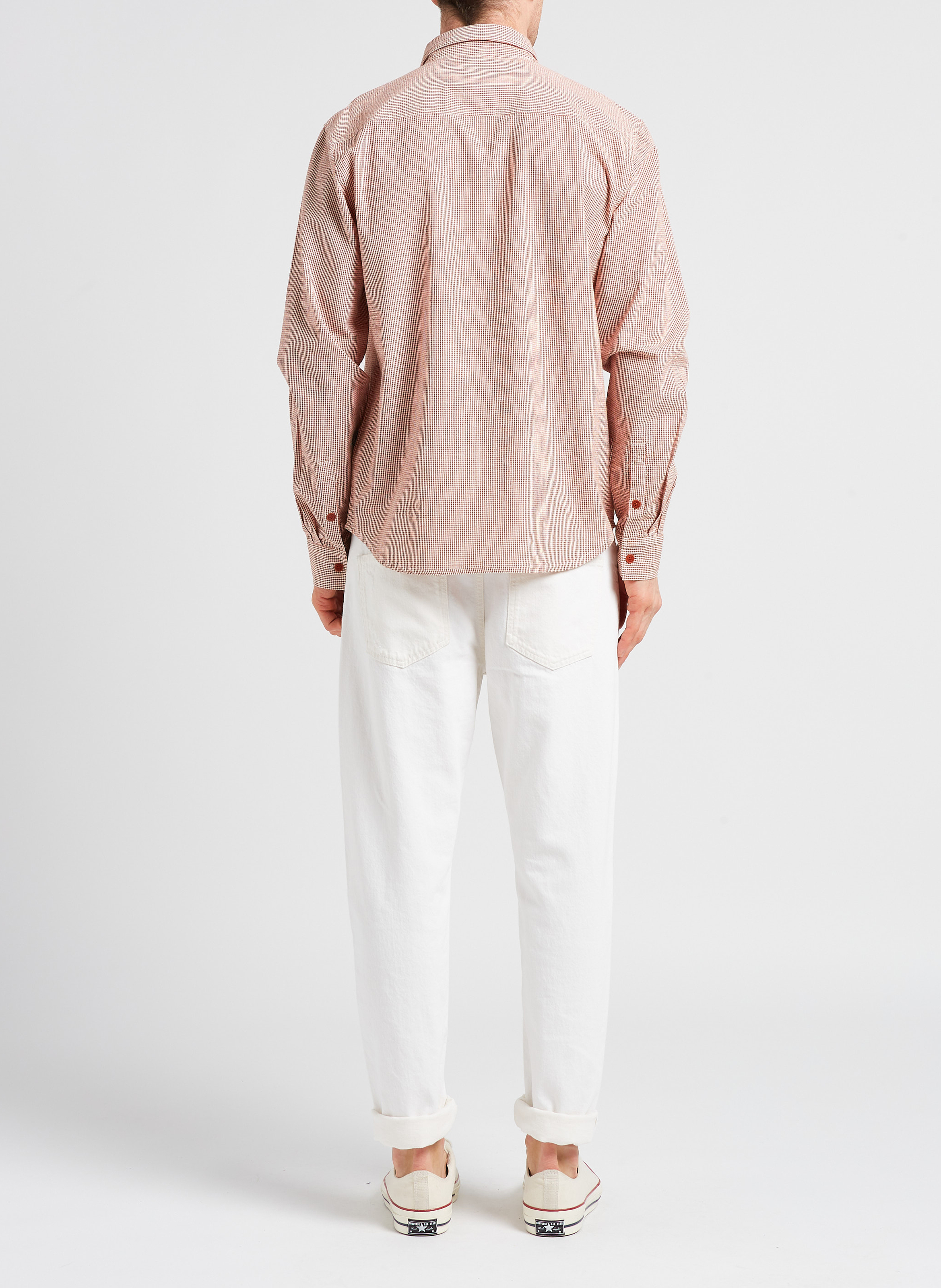 Geruit overhemd van 100% katoen THINKING MU Oranje