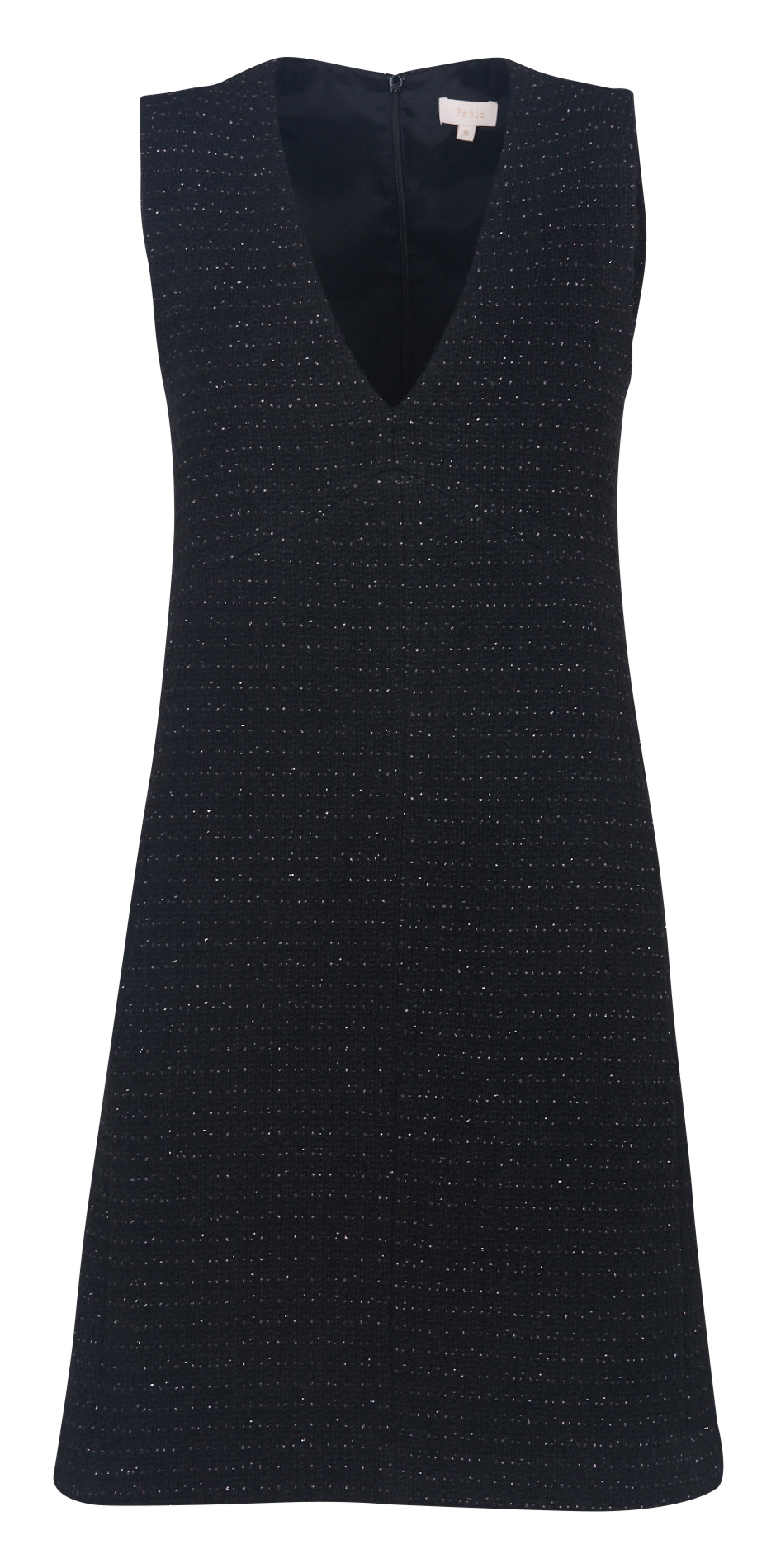 Sleeveless metallic tweed dress PABLO Black