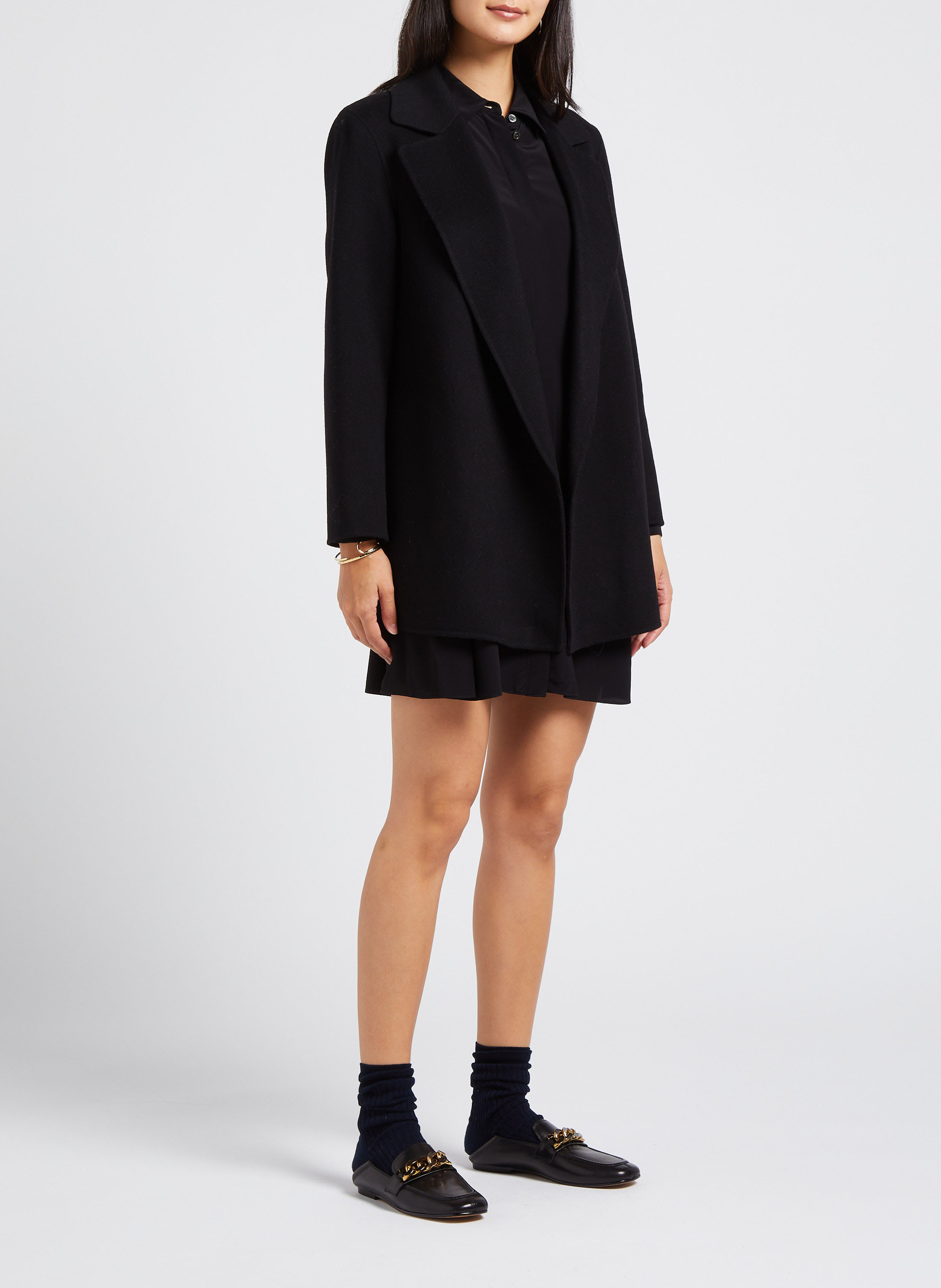 Getailleerde jurk met klassieke kraag THEORY Zwart