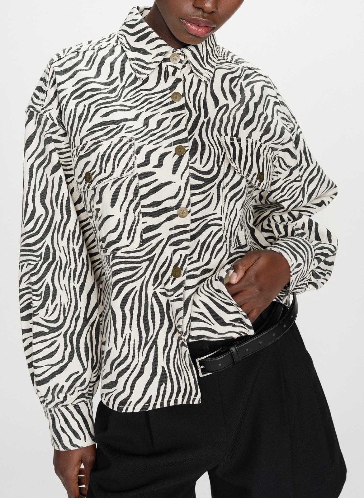 Oversize-Baumwollbluse mit klassischem Kragen und Print GRACE ET MILA Weiss