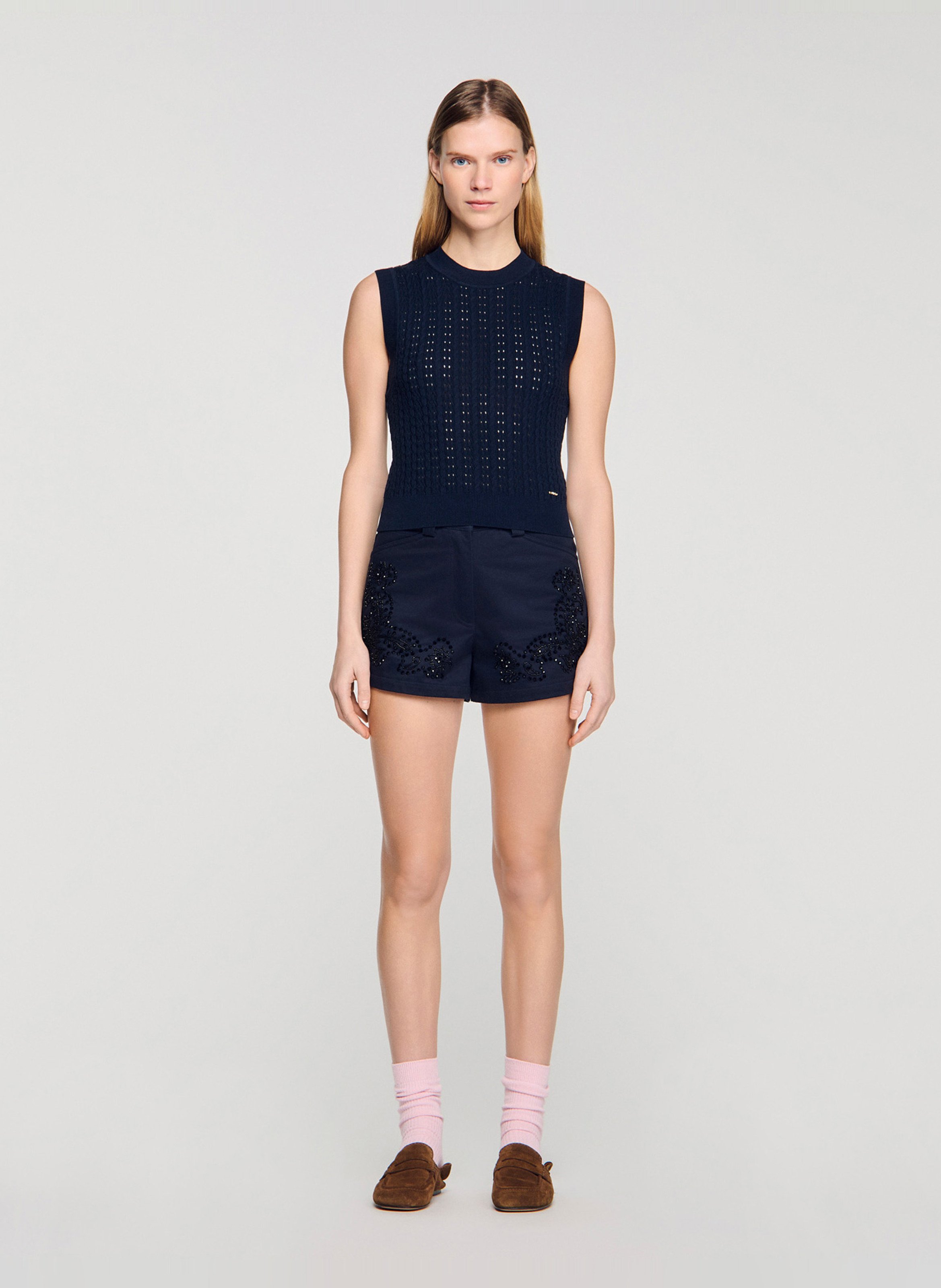 Pull col rond  SANDRO Bleu