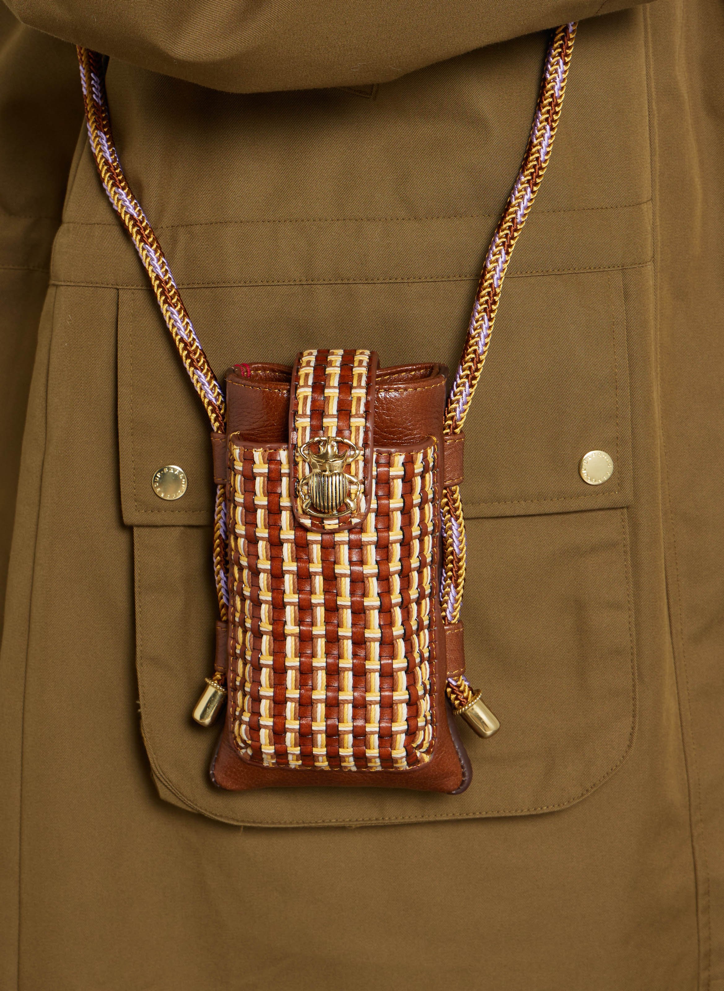 Braided leather case CLARIS VIROT Brown