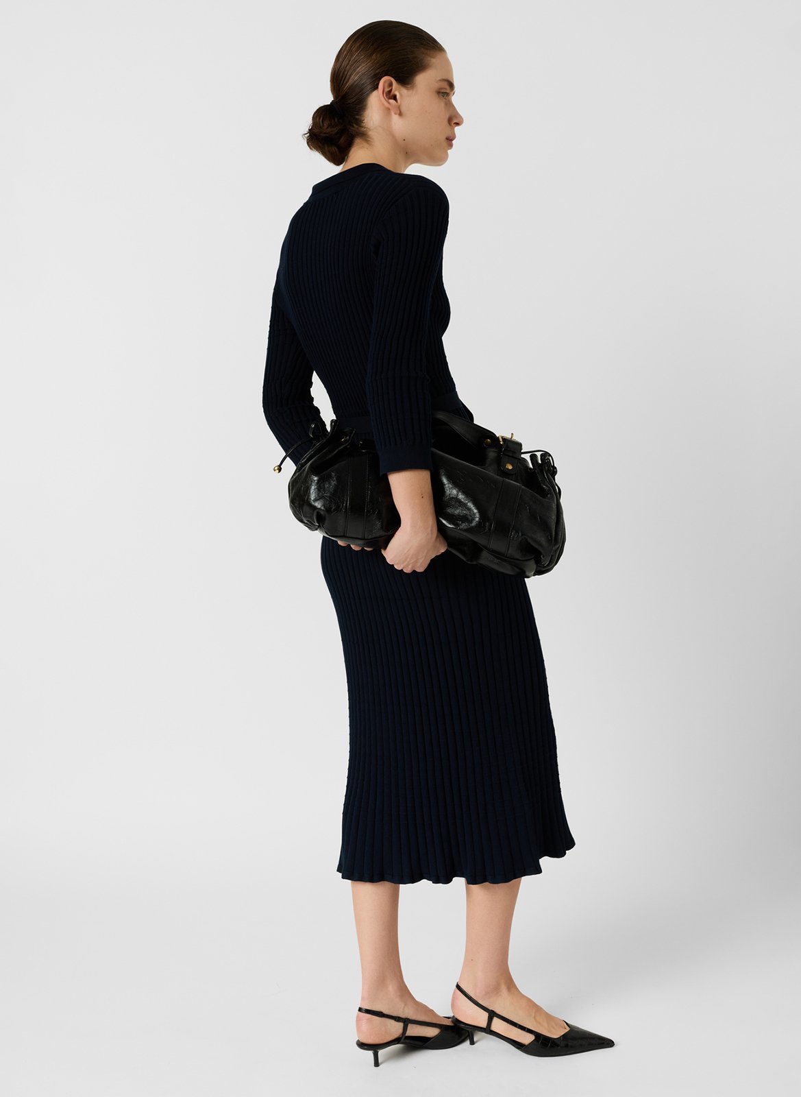Robe midi ajustée col V en maille côtelée GERARD DAREL Bleu
