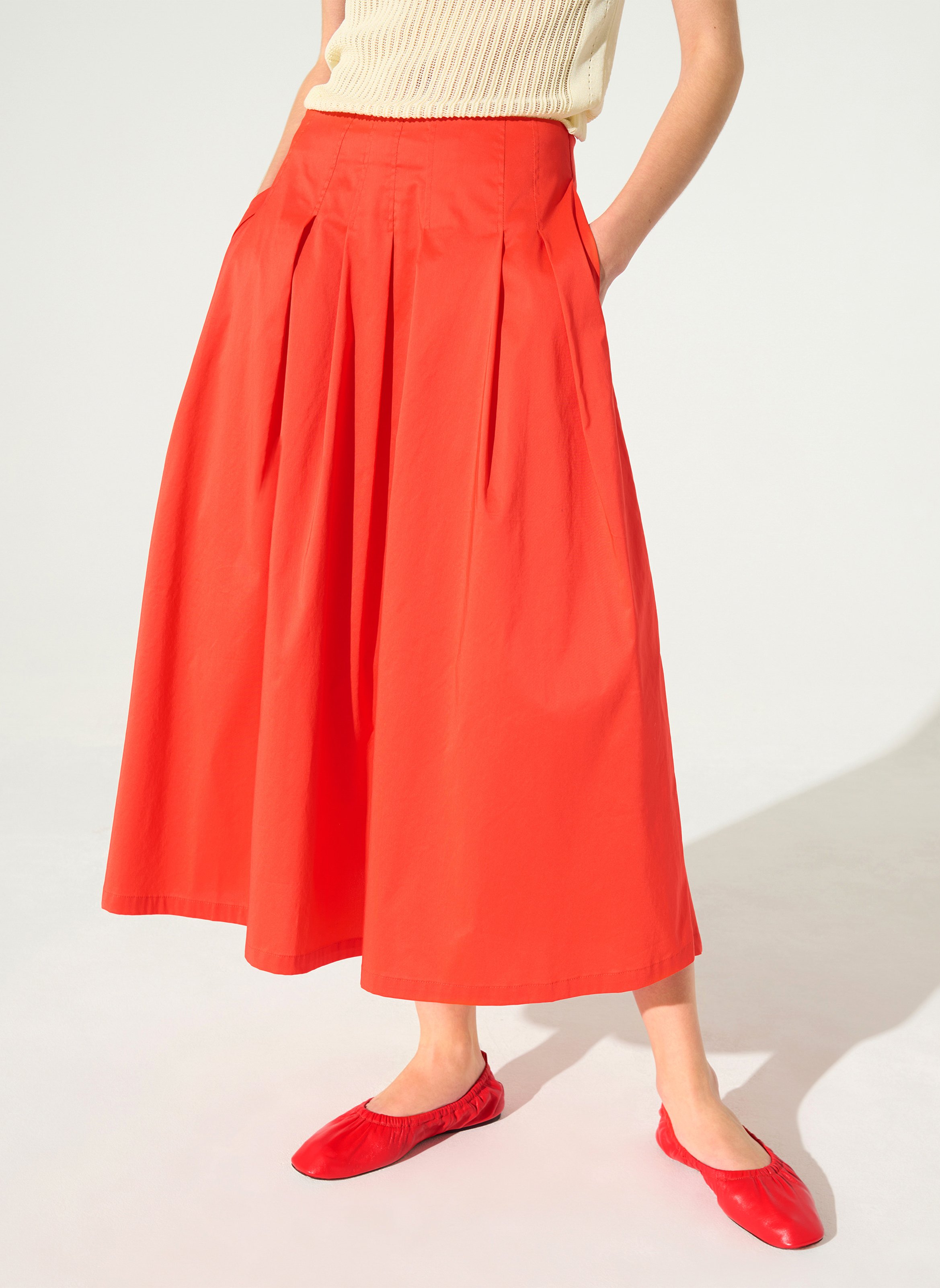 Langer, ausgestellter Rock aus Baumwoll-Mix COTELAC