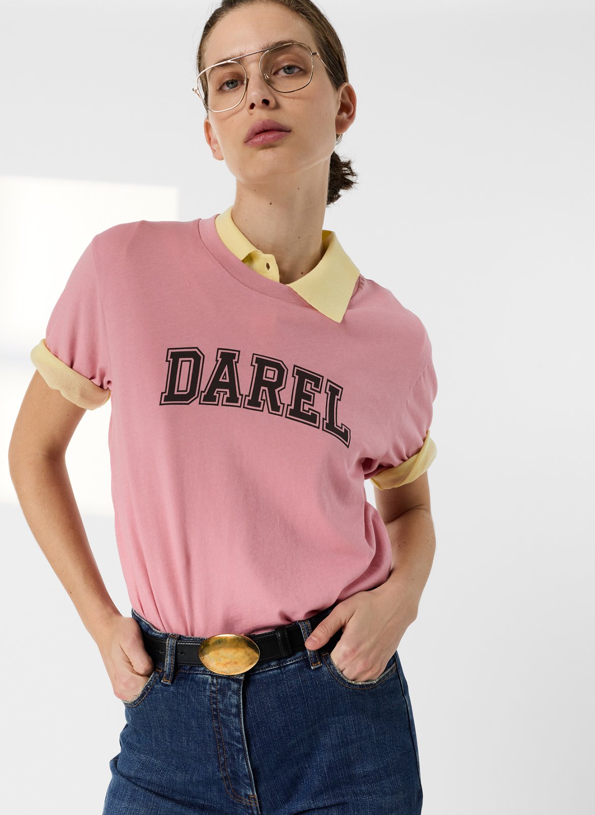Tee-shirt droit col rond en coton GERARD DAREL Rose